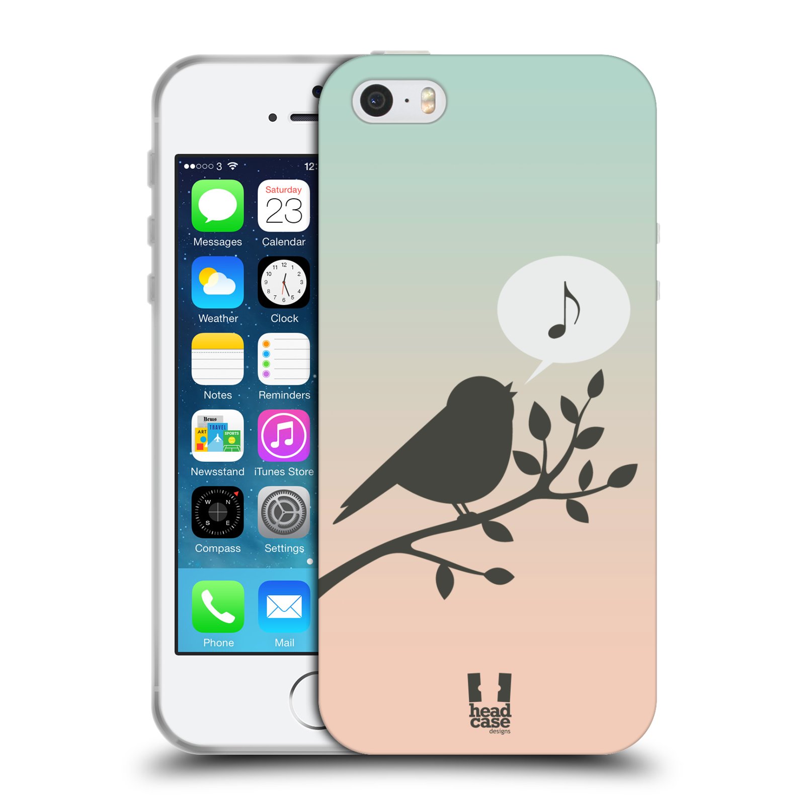HEAD CASE silikonový obal na mobil Apple Iphone SE vzor Ptáček zpěváček noty píseň