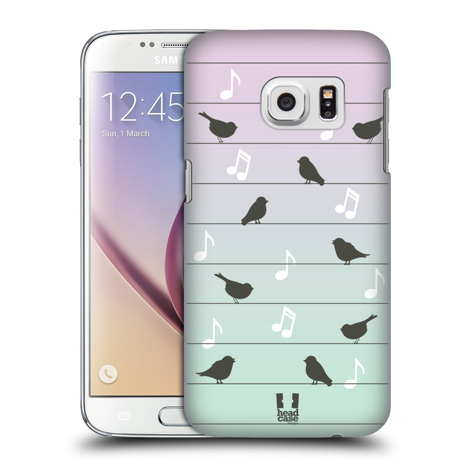 HEAD CASE plastový obal na mobil SAMSUNG GALAXY S7 vzor Ptáček zpěváček noty na drátě