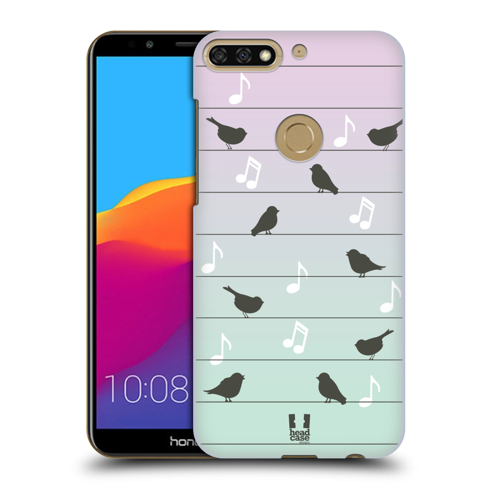 HEAD CASE plastový obal na mobil Honor 7c vzor Ptáček zpěváček noty na drátě