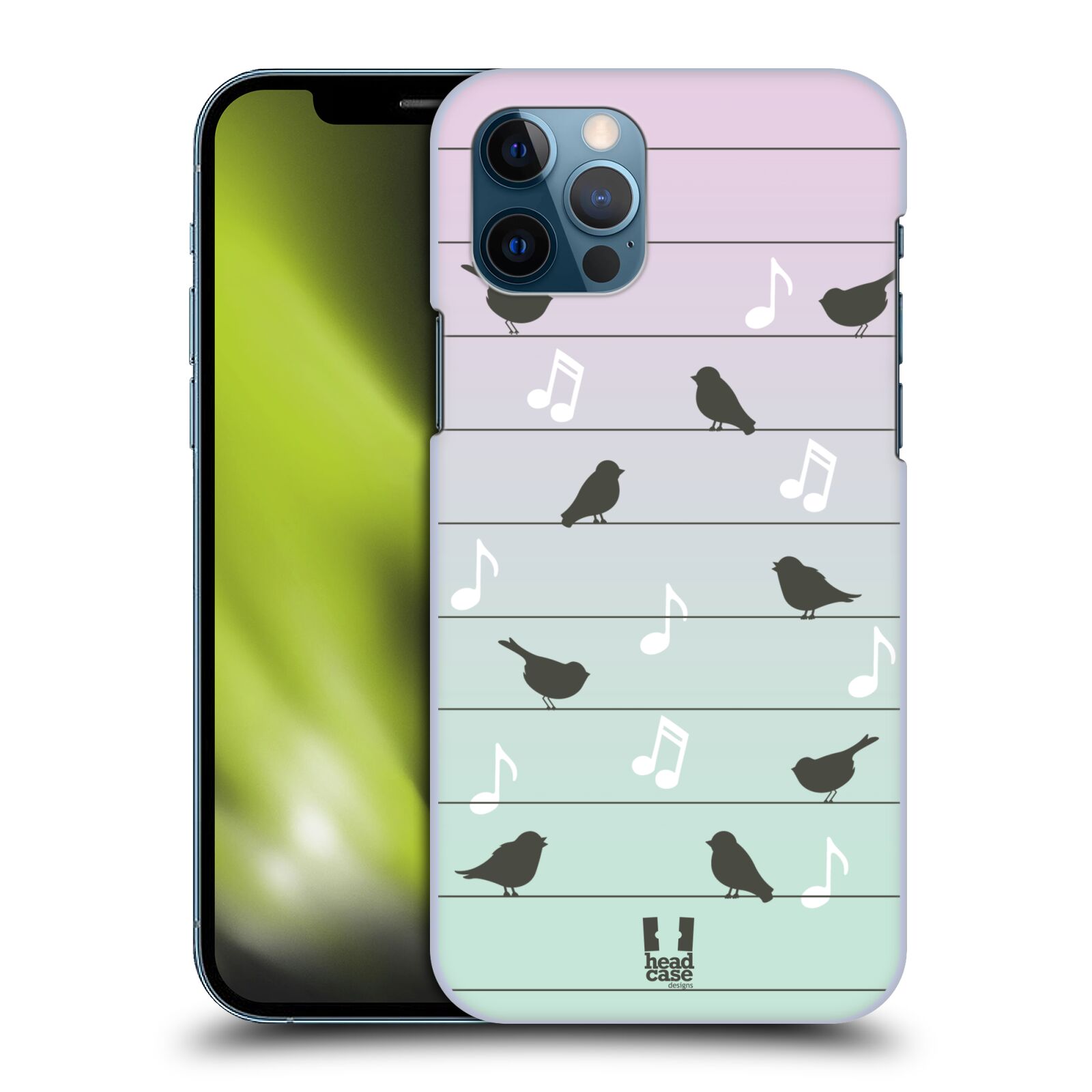 HEAD CASE plastový obal na mobil Apple Iphone 12 / Iphone 12 PRO vzor Ptáček zpěváček noty na drátě