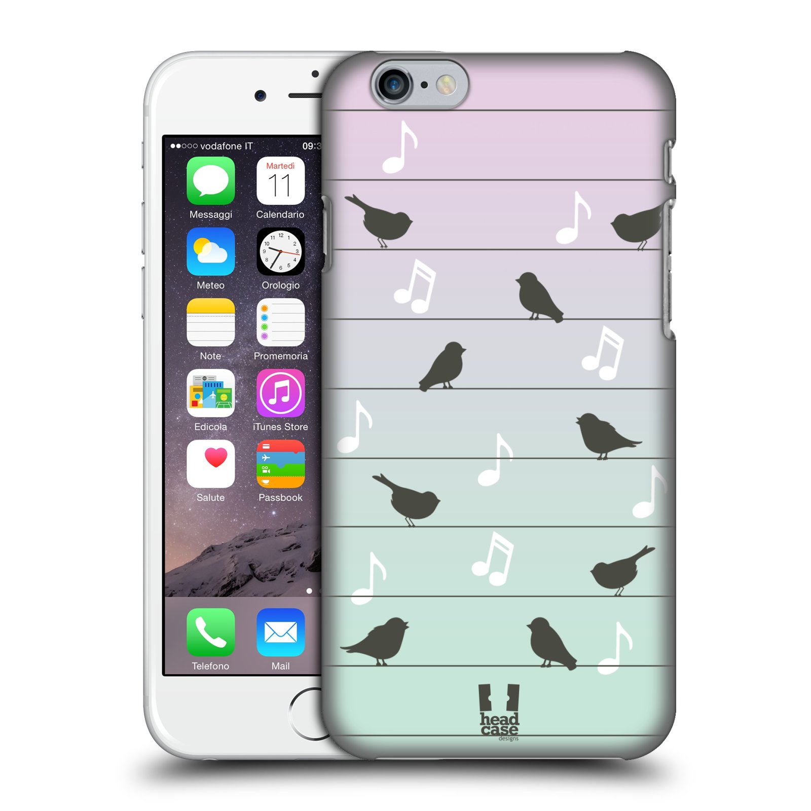Plastové pouzdro pro mobil Apple Iphone 6/6S vzor Ptáček zpěváček noty na drátě