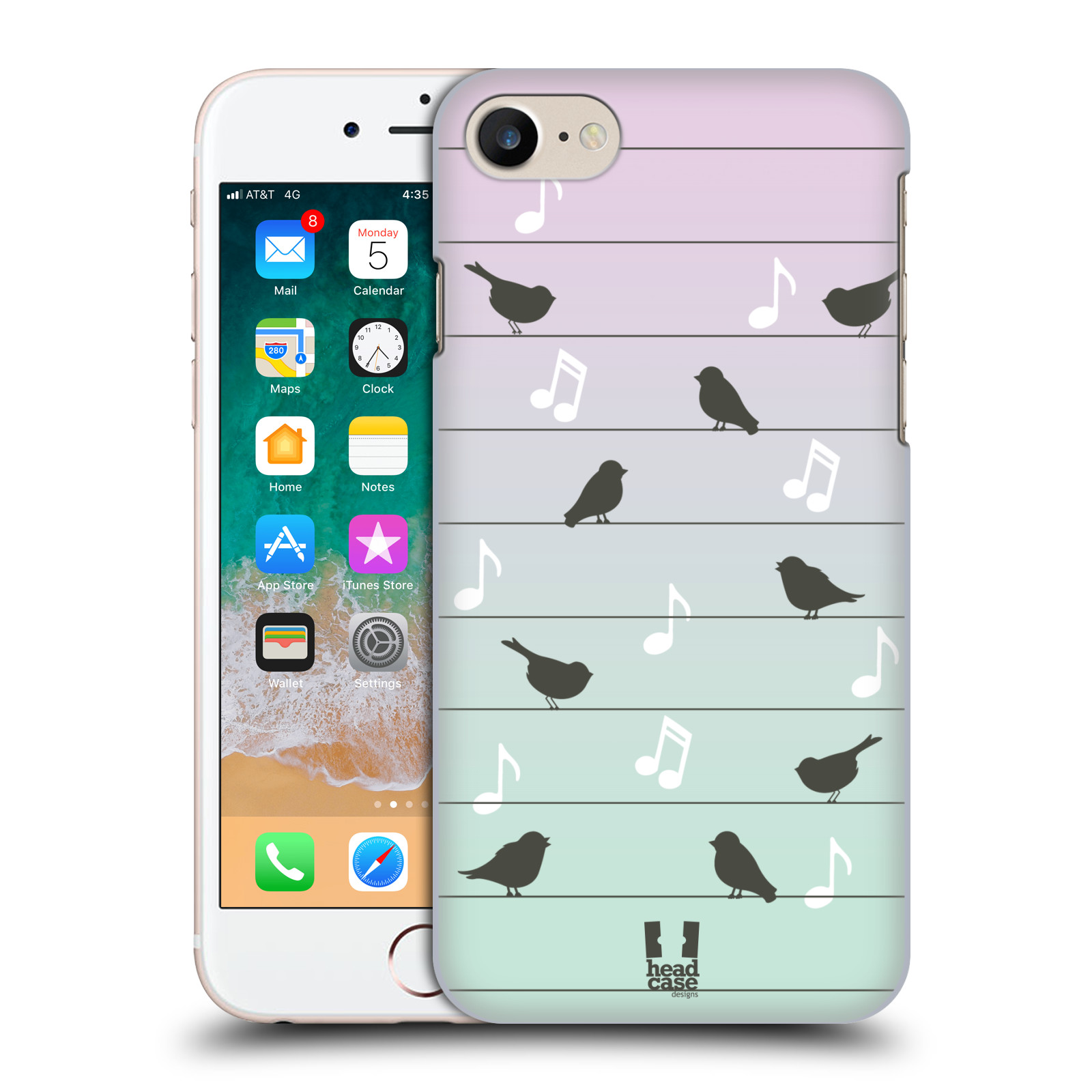 Plastové pouzdro pro mobil Apple Iphone 7/8/SE 2020 vzor Ptáček zpěváček noty na drátě