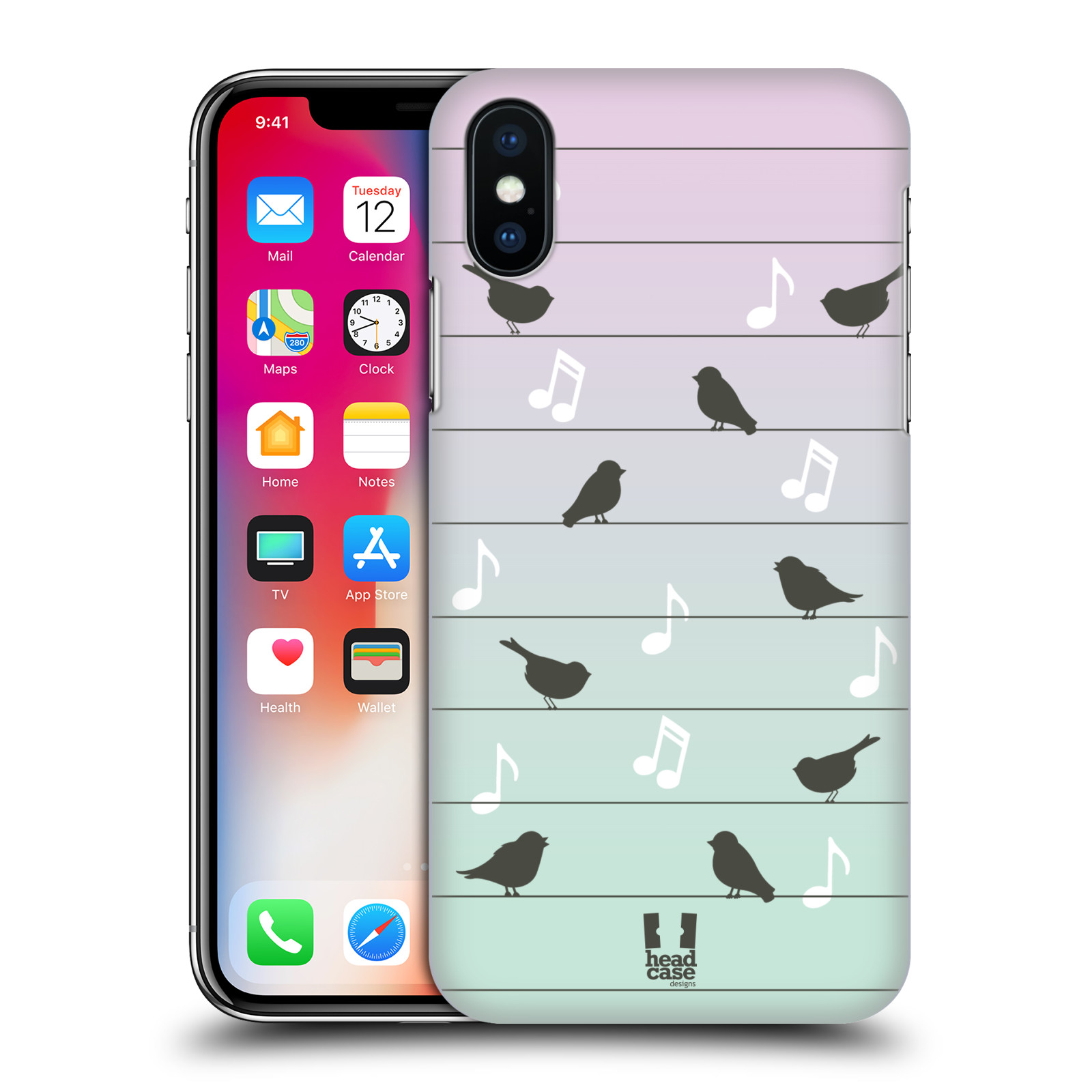 HEAD CASE plastový obal na mobil Apple Iphone X / XS vzor Ptáček zpěváček noty na drátě
