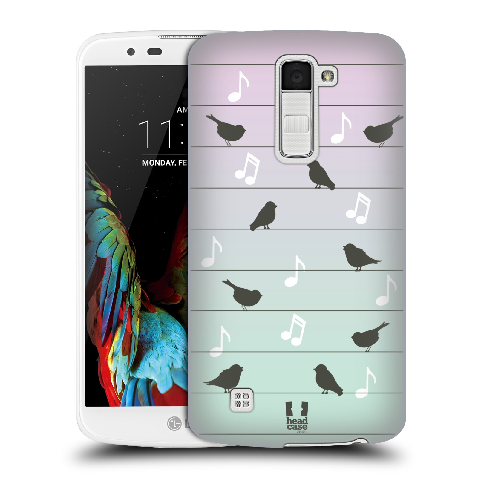 HEAD CASE plastový obal na mobil LG K10 vzor Ptáček zpěváček noty na drátě