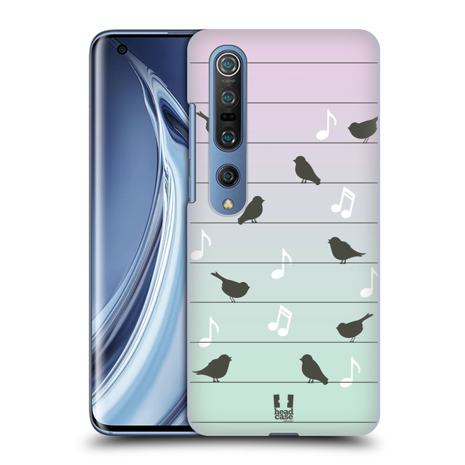 HEAD CASE plastový obal na mobil Xiaomi Mi 10 vzor Ptáček zpěváček noty na drátě