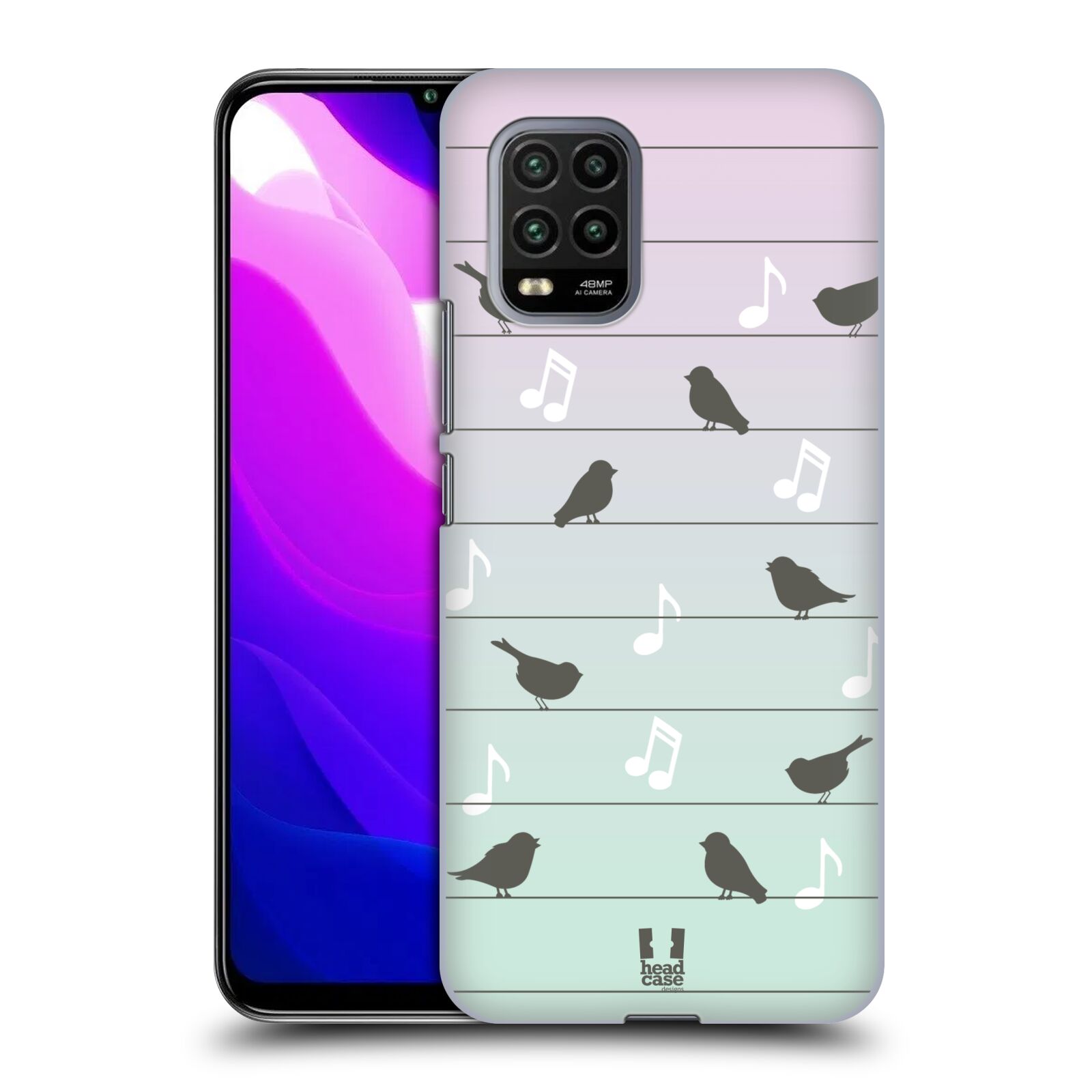 Zadní kryt, obal na mobil Xiaomi Mi 10 LITE vzor Ptáček zpěváček noty na drátě