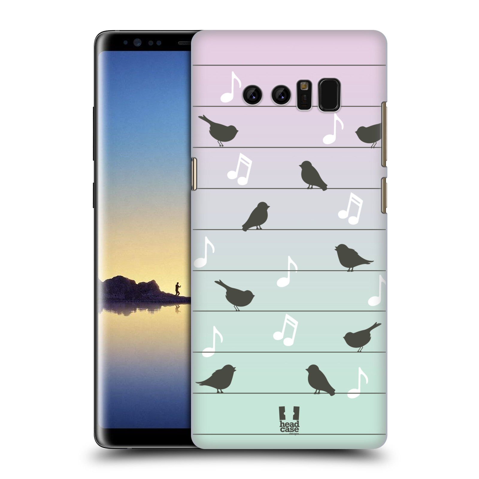 HEAD CASE plastový obal na mobil Samsung Galaxy Note 8 vzor Ptáček zpěváček noty na drátě