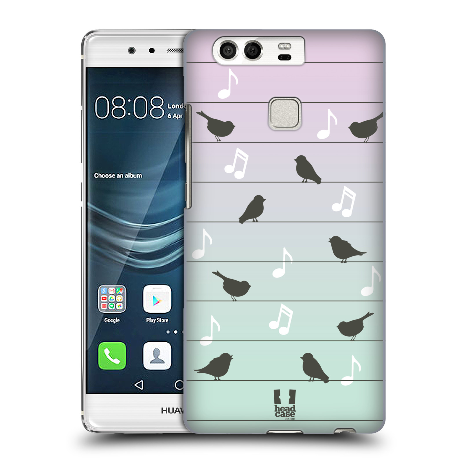 HEAD CASE plastový obal na mobil Huawei P9 / P9 DUAL SIM vzor Ptáček zpěváček noty na drátě