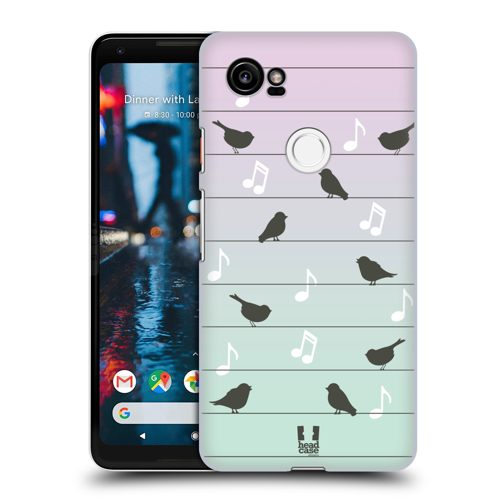 HEAD CASE plastový obal na mobil Google Pixel 2 XL vzor Ptáček zpěváček noty na drátě