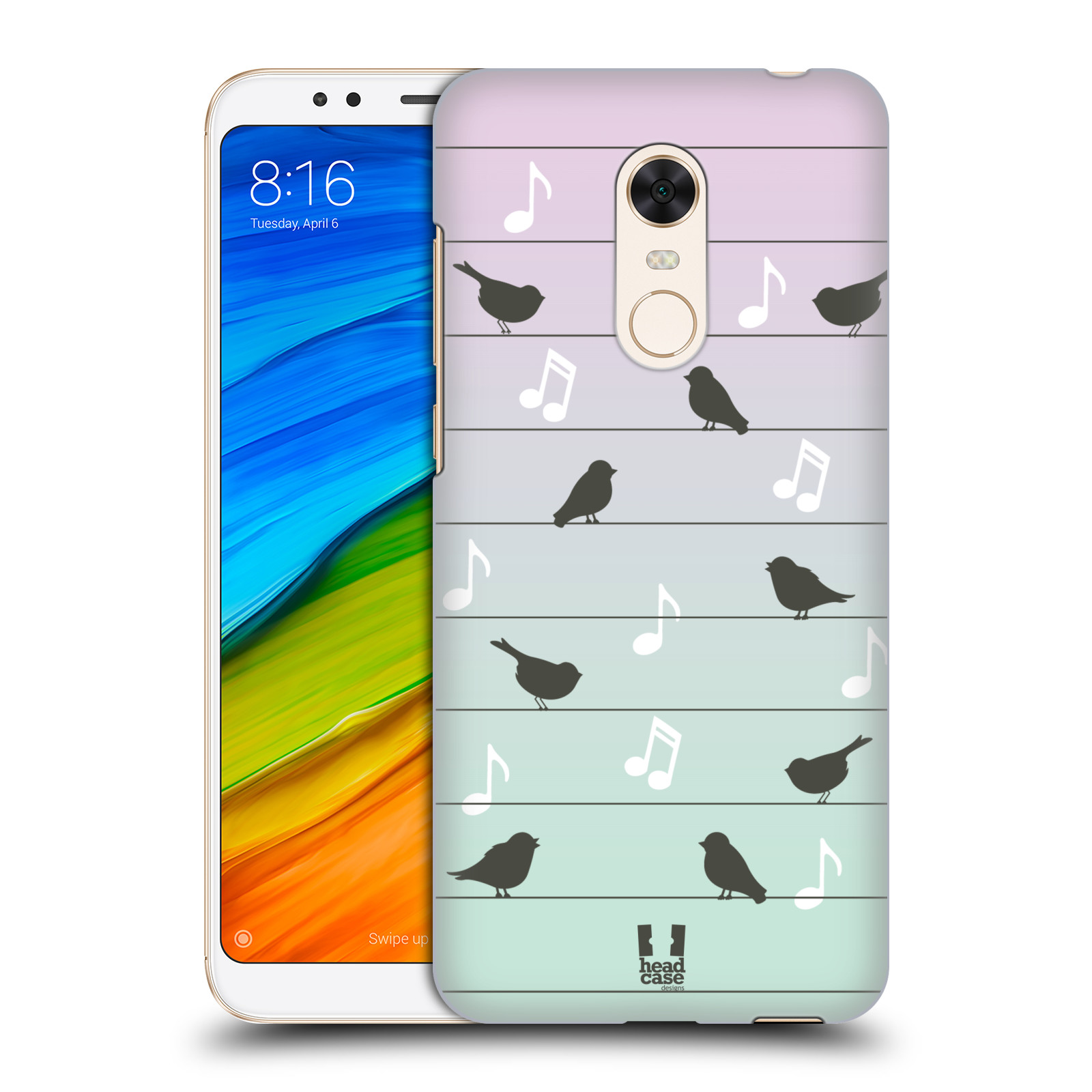 HEAD CASE plastový obal na mobil Xiaomi Redmi 5 PLUS vzor Ptáček zpěváček noty na drátě