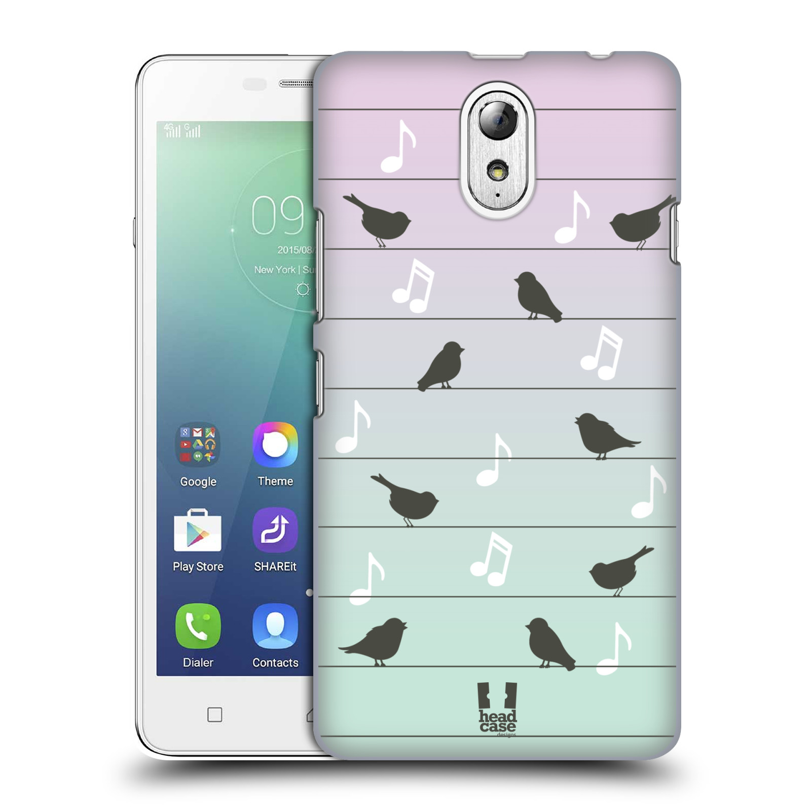 HEAD CASE pevný plastový obal na mobil LENOVO VIBE P1m / LENOVO VIBE p1m DUAL SIM vzor Ptáček zpěváček noty na drátě