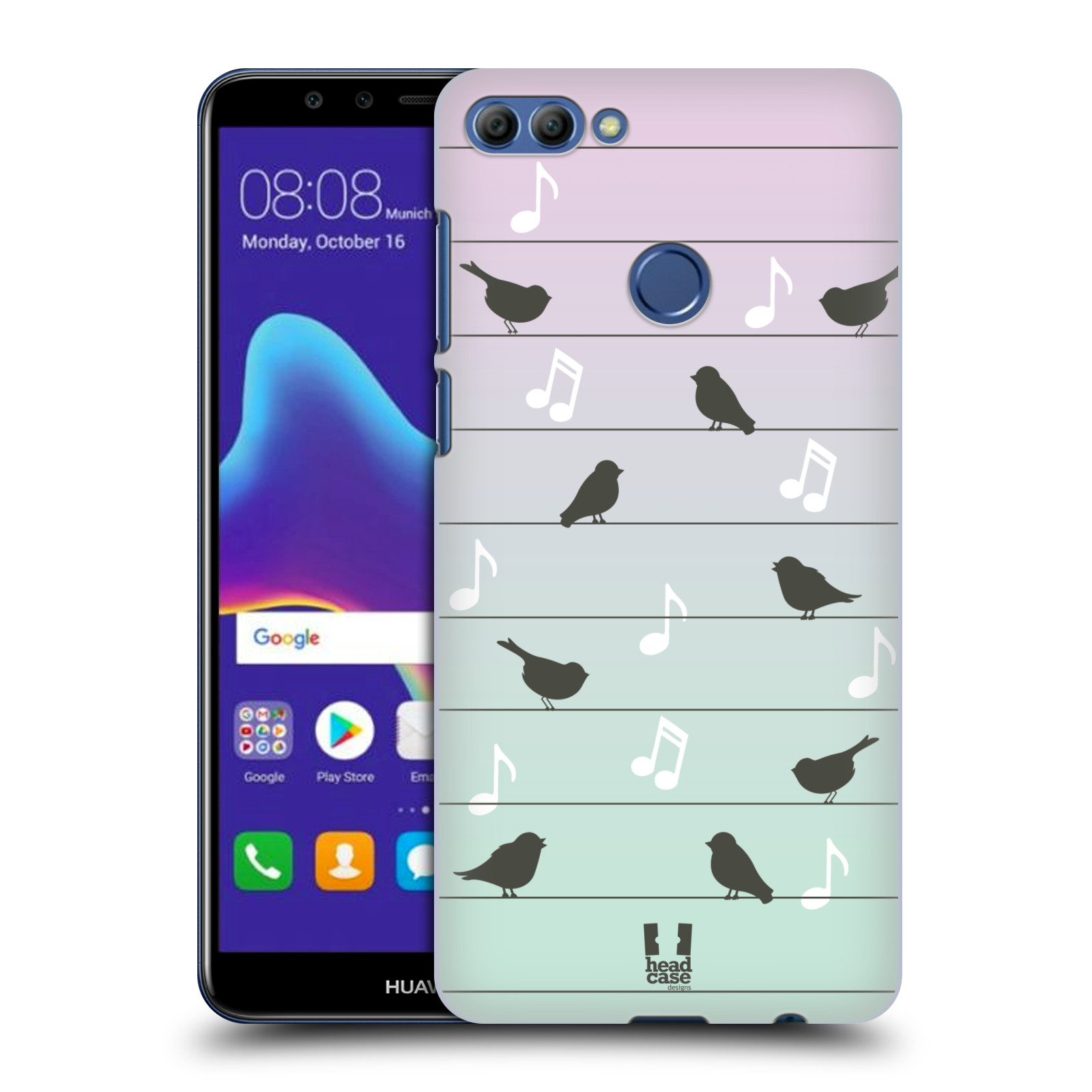HEAD CASE plastový obal na mobil Huawei Y9 2018 vzor Ptáček zpěváček noty na drátě