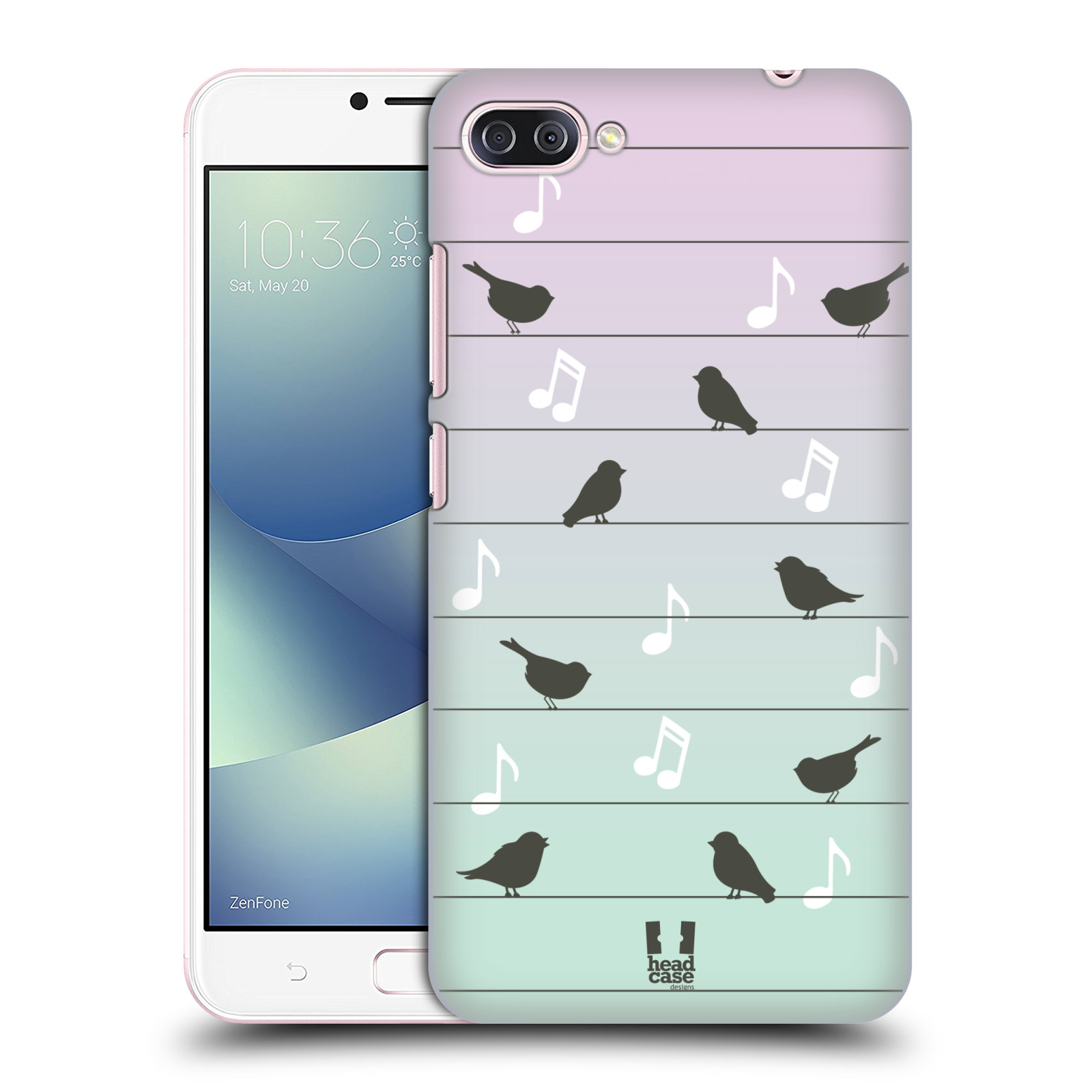 HEAD CASE plastový obal na mobil Asus Zenfone 4 MAX ZC554KL vzor Ptáček zpěváček noty na drátě