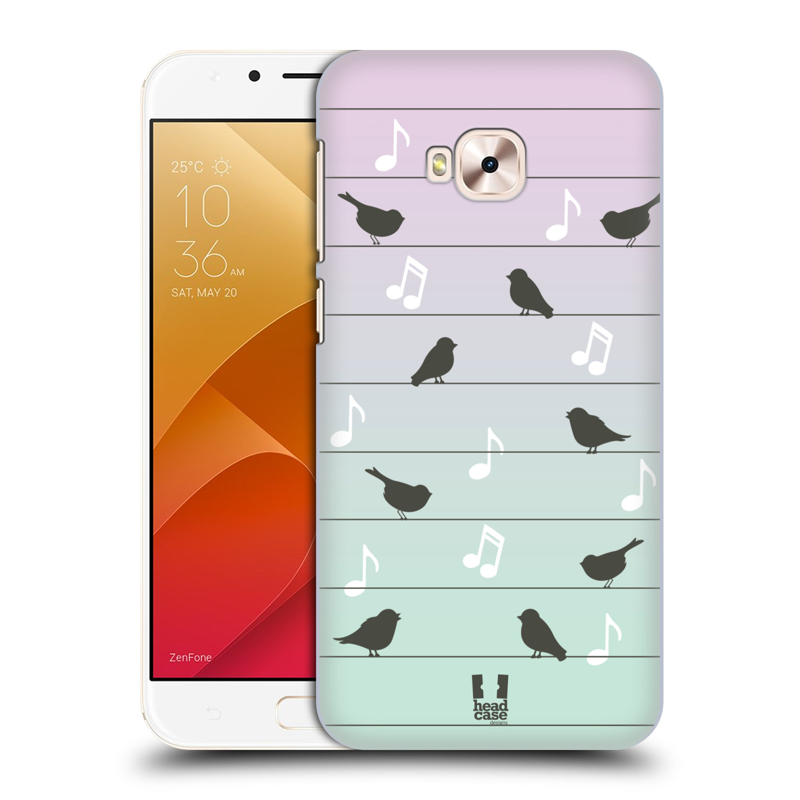 HEAD CASE plastový obal na mobil Asus Zenfone 4 Selfie Pro ZD552KL vzor Ptáček zpěváček noty na drátě