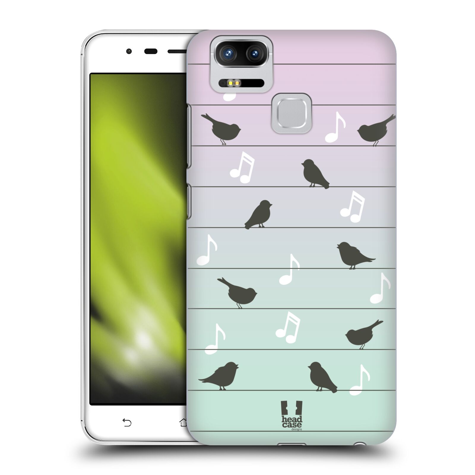 HEAD CASE plastový obal na mobil Asus Zenfone 3 Zoom ZE553KL vzor Ptáček zpěváček noty na drátě