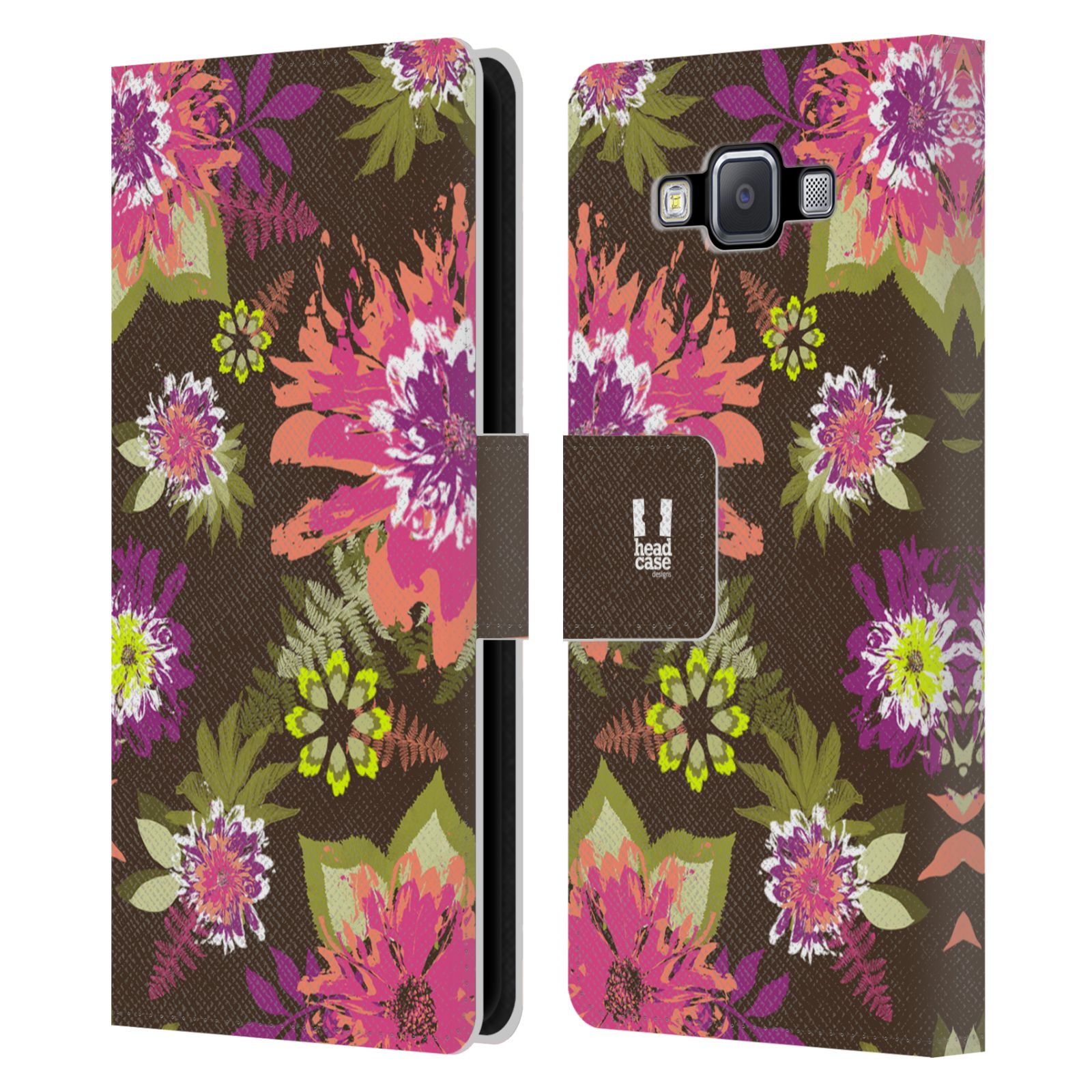 HEAD CASE Flipové pouzdro pro mobil Samsung Galaxy A5 BOTANIKA barevné květy zelená