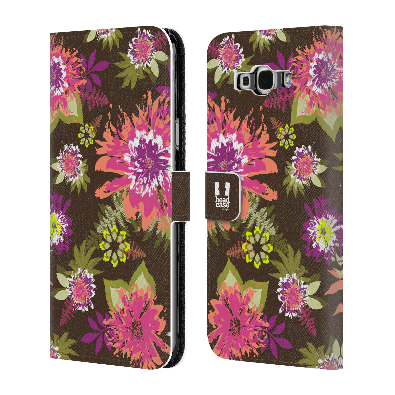 HEAD CASE Flipové pouzdro pro mobil Samsung Galaxy A8 BOTANIKA barevné květy zelená