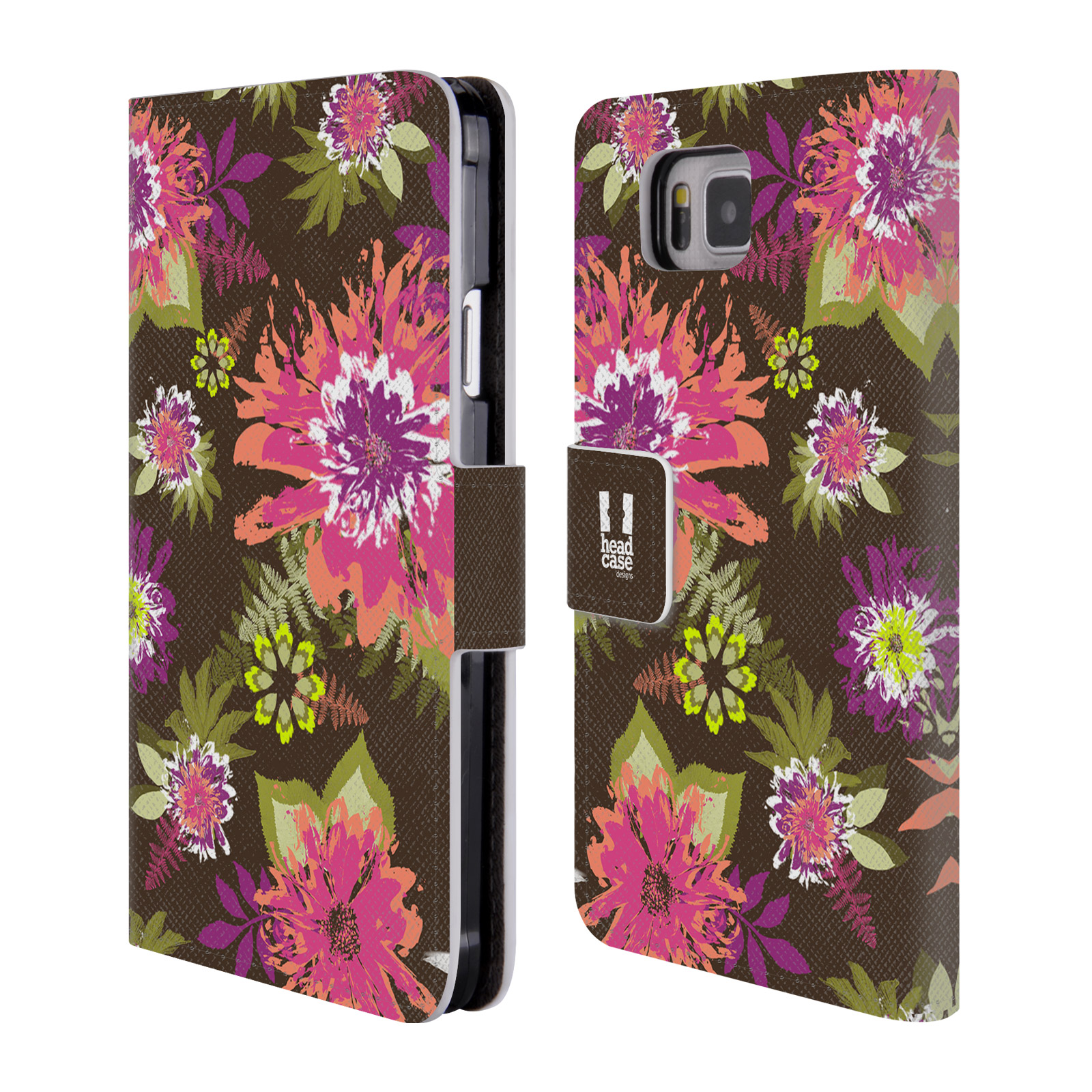HEAD CASE Flipové pouzdro pro mobil Samsung Galaxy ALPHA BOTANIKA barevné květy zelená