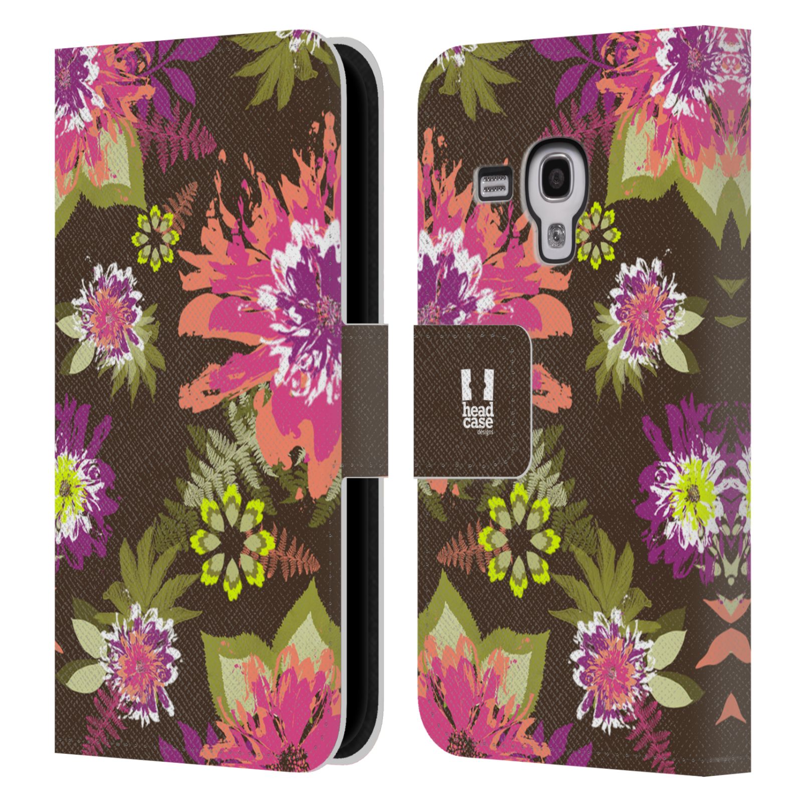 HEAD CASE Flipové pouzdro pro mobil Samsung Galaxy S3 MINI BOTANIKA barevné květy zelená