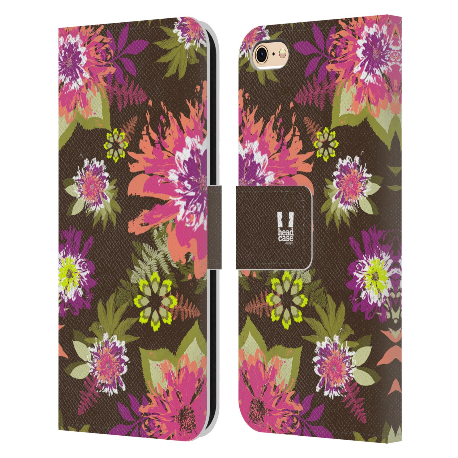 HEAD CASE Flipové pouzdro pro mobil Apple Iphone 6/6s BOTANIKA barevné květy zelená