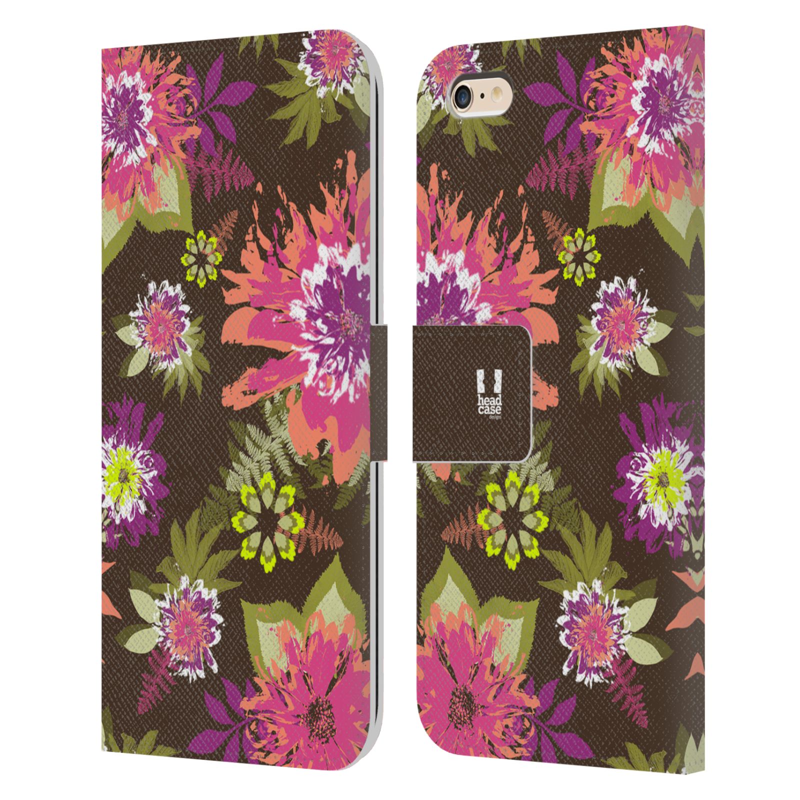 HEAD CASE Flipové pouzdro pro mobil Apple Iphone 6 PLUS / 6S PLUS BOTANIKA barevné květy zelená