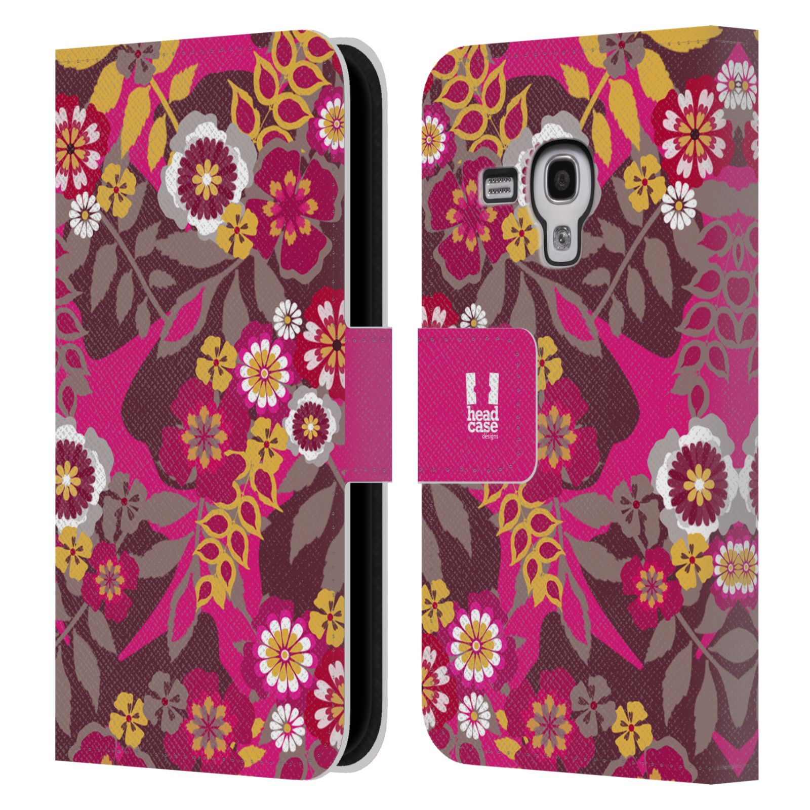 HEAD CASE Flipové pouzdro pro mobil Samsung Galaxy S3 MINI BOTANIKA růžová a hnědá