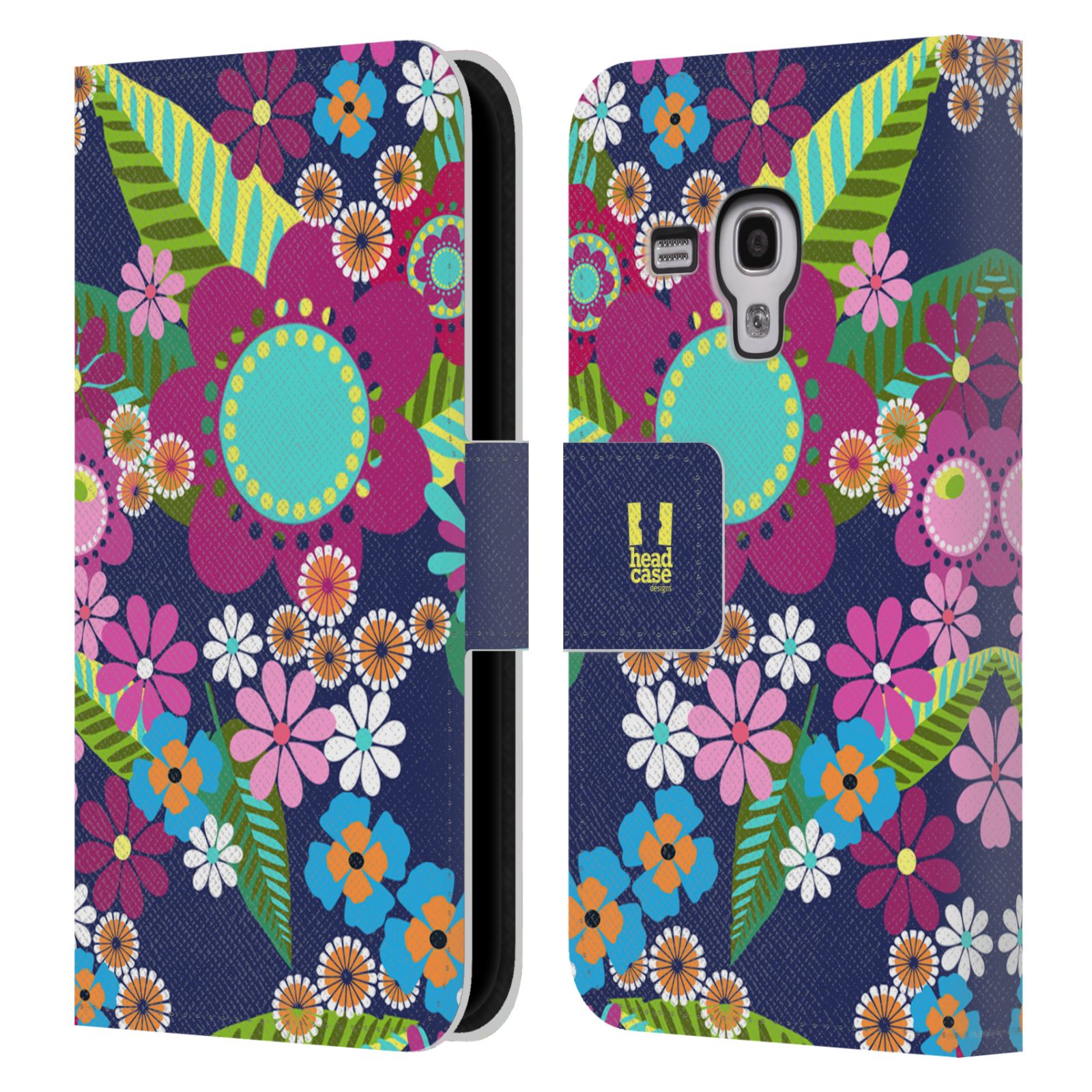 HEAD CASE Flipové pouzdro pro mobil Samsung Galaxy S3 MINI BOTANIKA barevné květy modrá