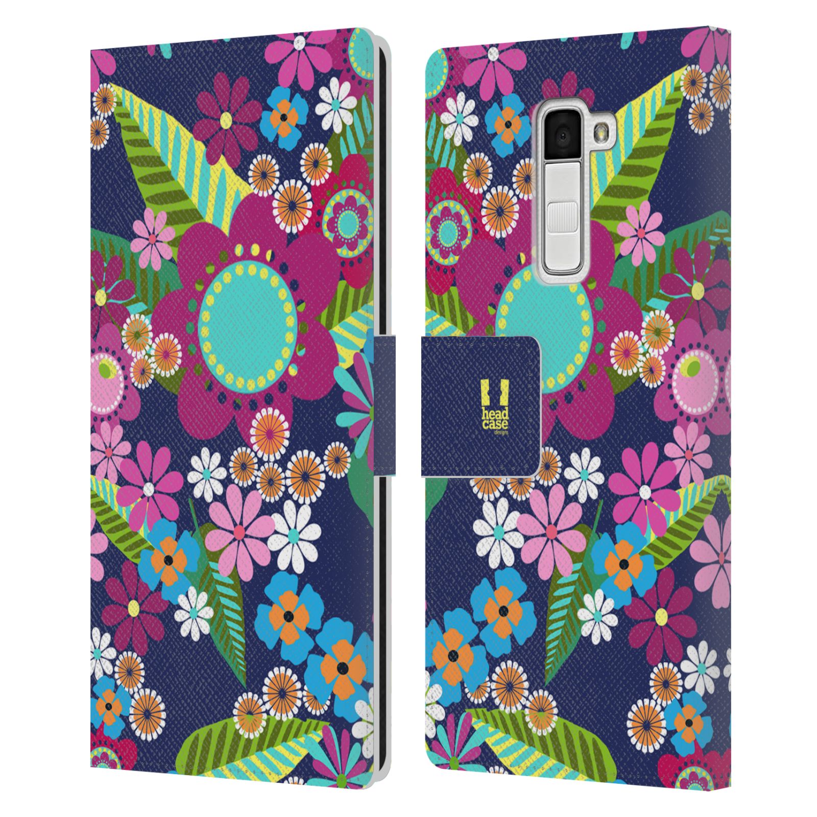 HEAD CASE Flipové pouzdro pro mobil LG K10 BOTANIKA barevné květy modrá