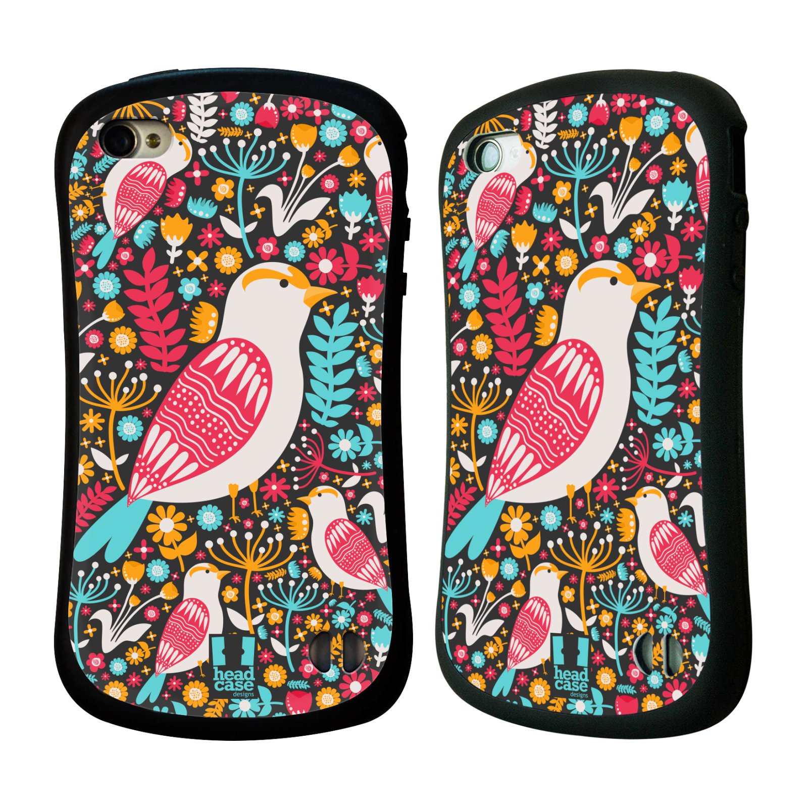 HEAD CASE silikon/plast odolný obal na mobil Apple Iphone 4/4S vzor kreslení ptáci dlask obecný