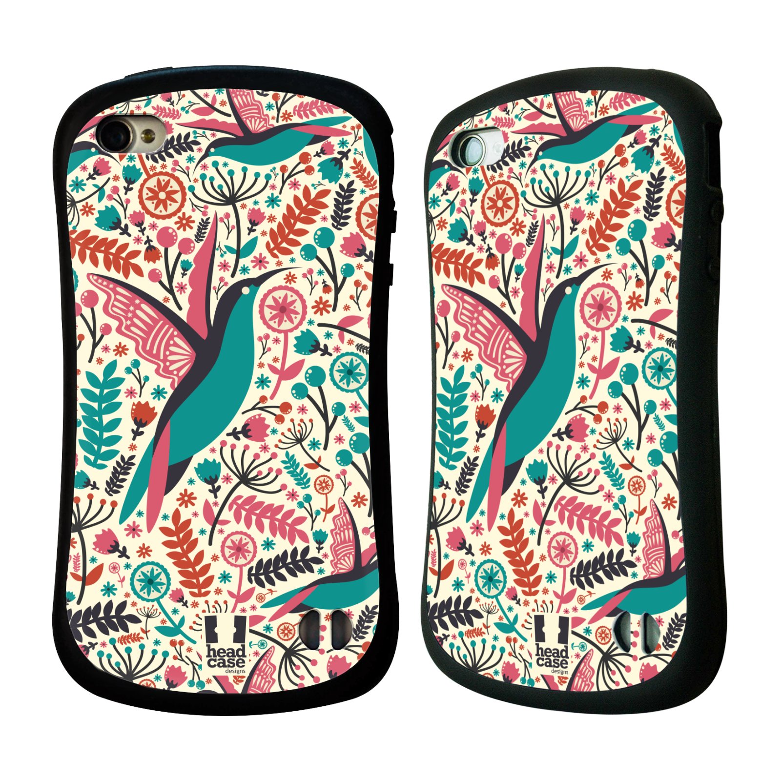 HEAD CASE silikon/plast odolný obal na mobil Apple Iphone 4/4S vzor kreslení ptáci kolibřík