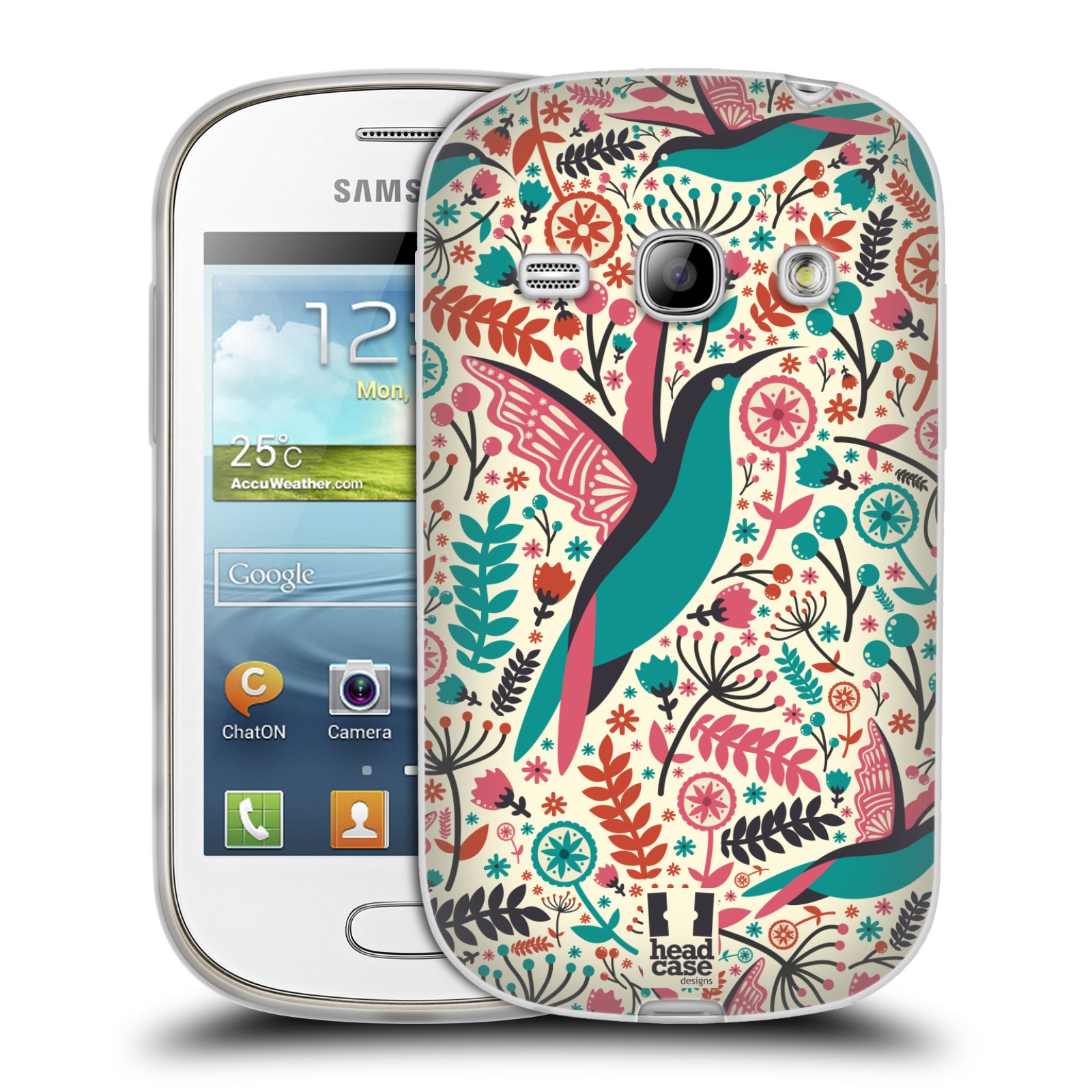 HEAD CASE silikonový obal na mobil Samsung Galaxy FAME vzor kreslení ptáci kolibřík
