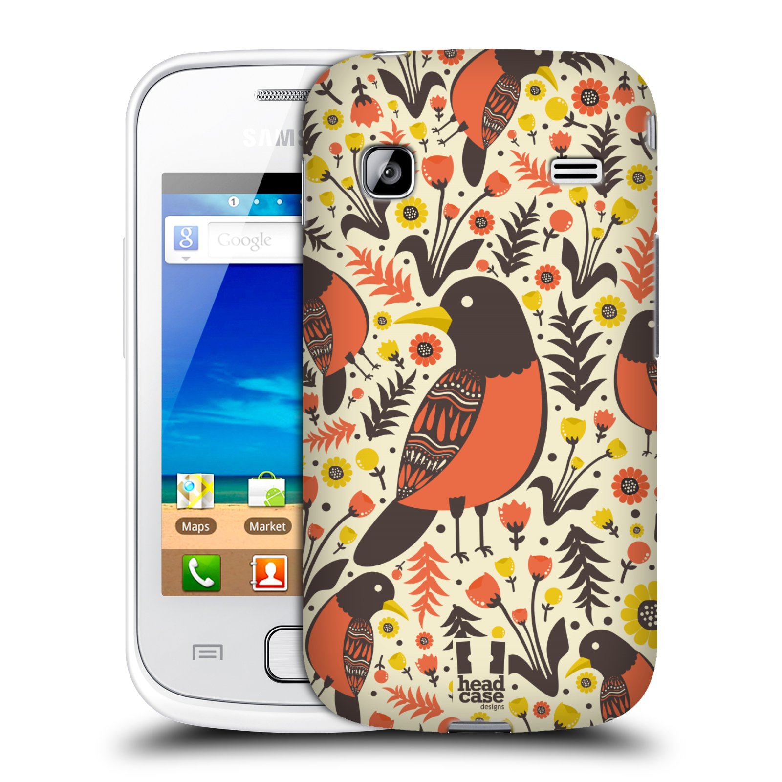 HEAD CASE plastový obal na mobil SAMSUNG GALAXY GIO (S5660) vzor kreslení ptáci červenka