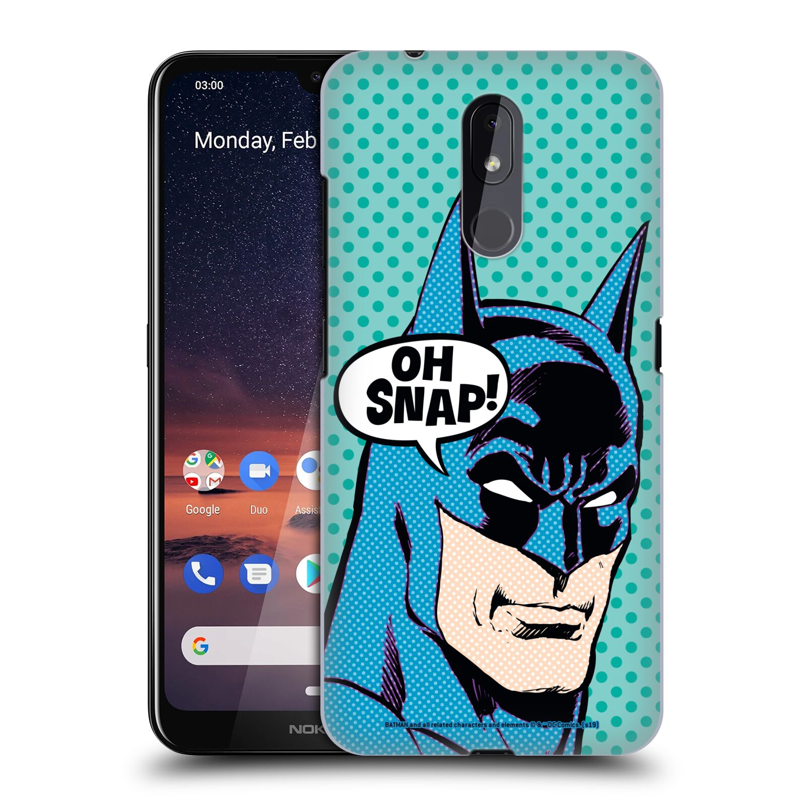 Pouzdro na mobil Nokia 3.2 - HEAD CASE - DC komix Batman tvář Pop Art