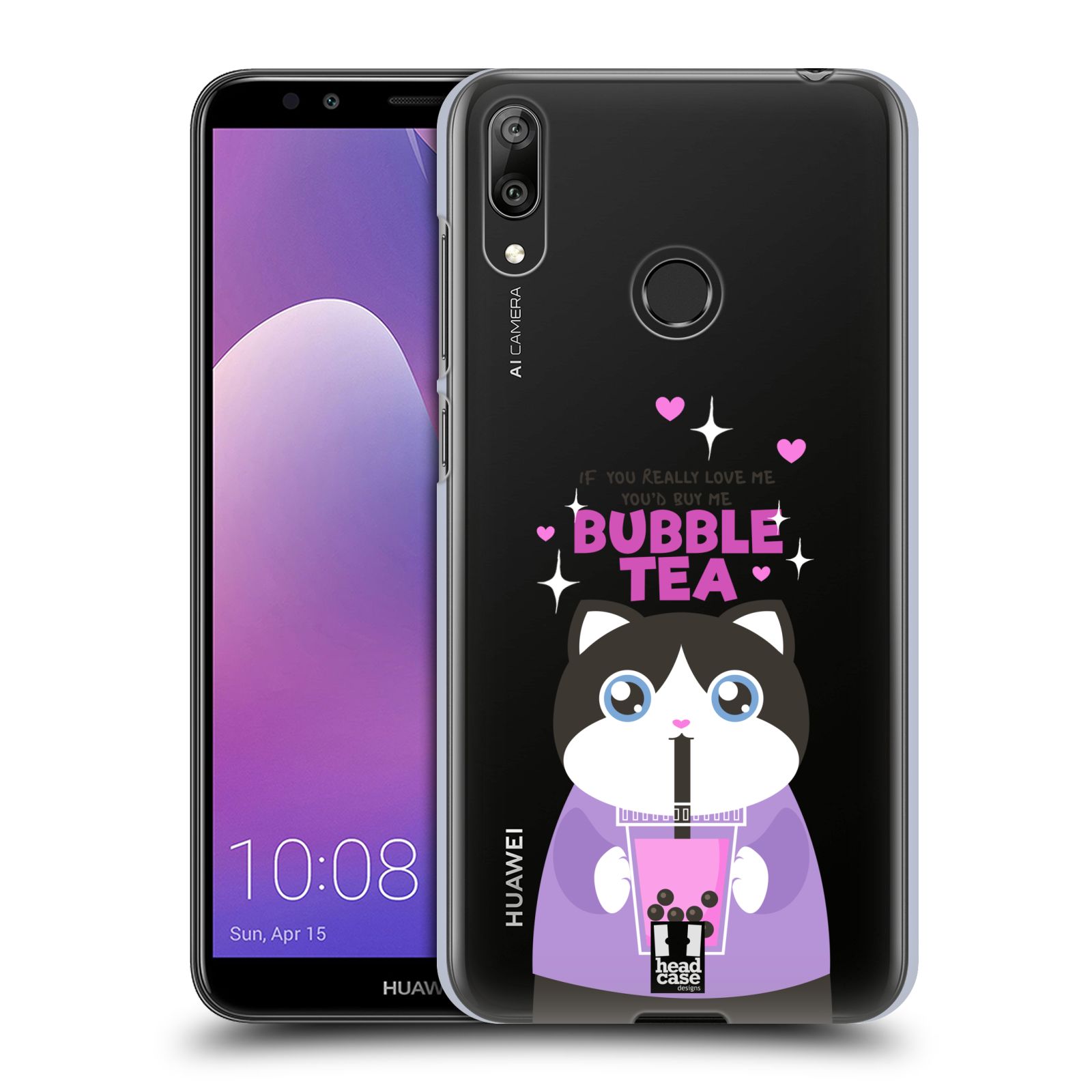 Pouzdro na mobil Huawei Y7 2019 - HEAD CASE - Kočička a čaj