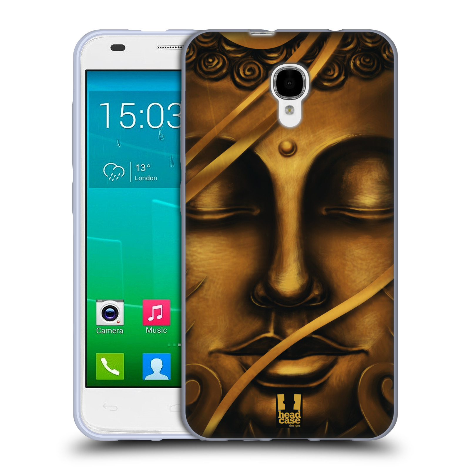 HEAD CASE silikonový obal na mobil Alcatel Idol 2 S OT-6050 vzor BUDDHA ZLATÝ BUDHA