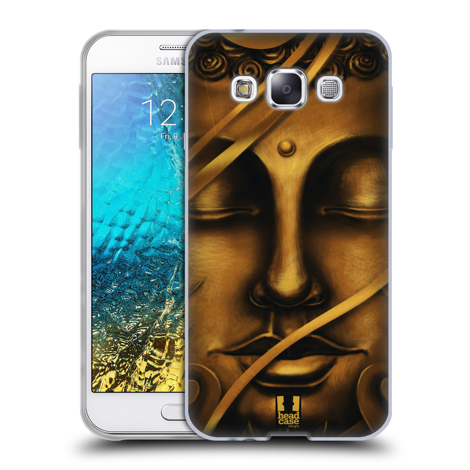 HEAD CASE silikonový obal na mobil Samsung Galaxy E5 vzor BUDDHA ZLATÝ BUDHA