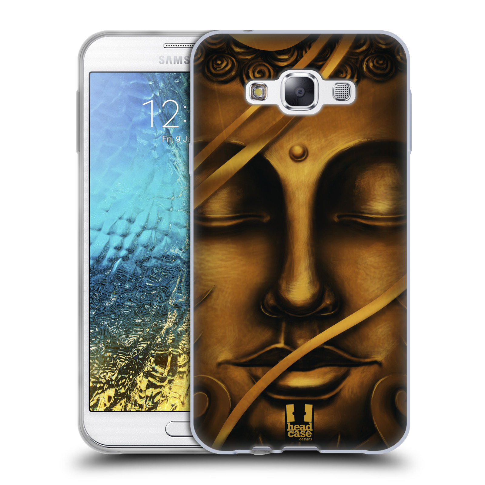 HEAD CASE silikonový obal na mobil Samsung Galaxy E7 vzor BUDDHA ZLATÝ BUDHA