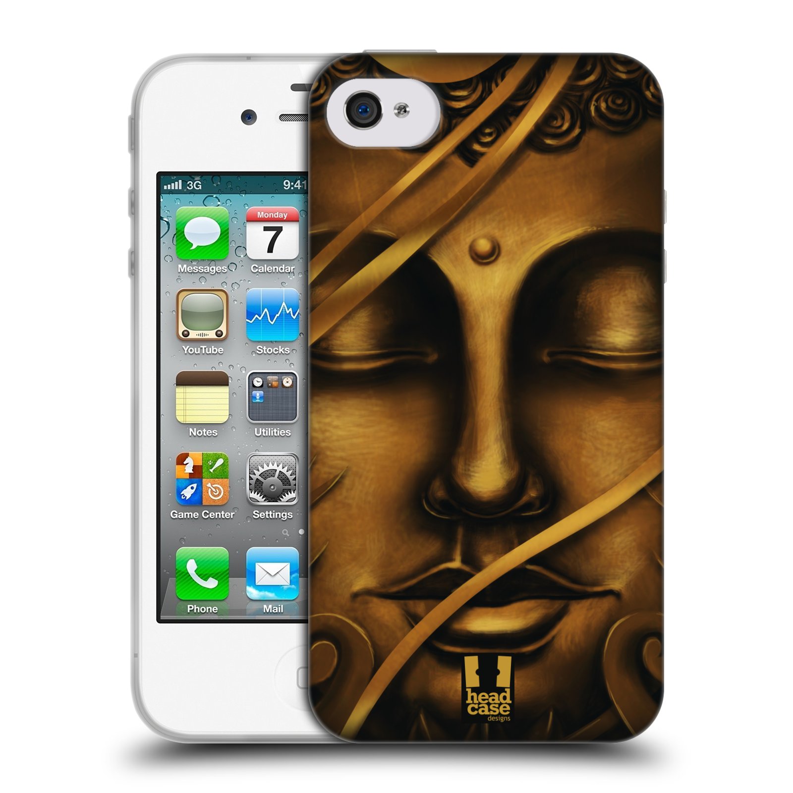 HEAD CASE silikonový obal na mobil Apple Iphone 4/4S vzor BUDDHA ZLATÝ BUDHA