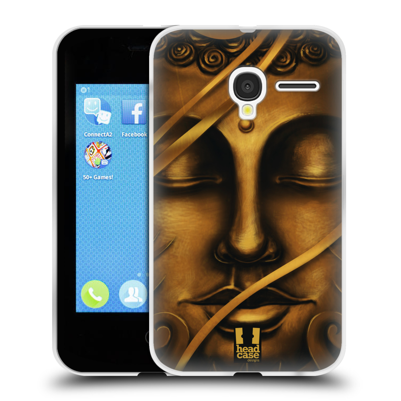 HEAD CASE silikonový obal na mobil Alcatel PIXI 3 OT-4022D (3,5 palcový displej) vzor BUDDHA ZLATÝ BUDHA