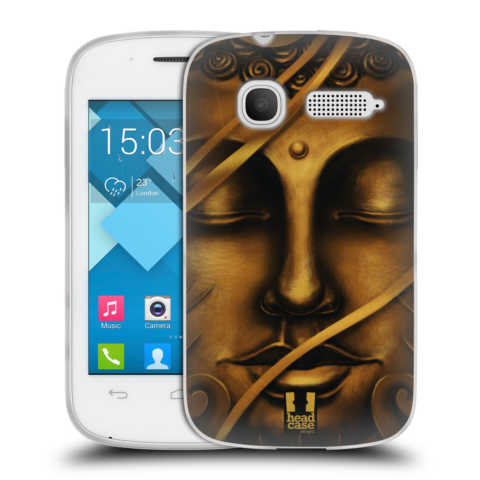 HEAD CASE silikonový obal na mobil Alcatel POP C1 OT-4015D vzor BUDDHA ZLATÝ BUDHA