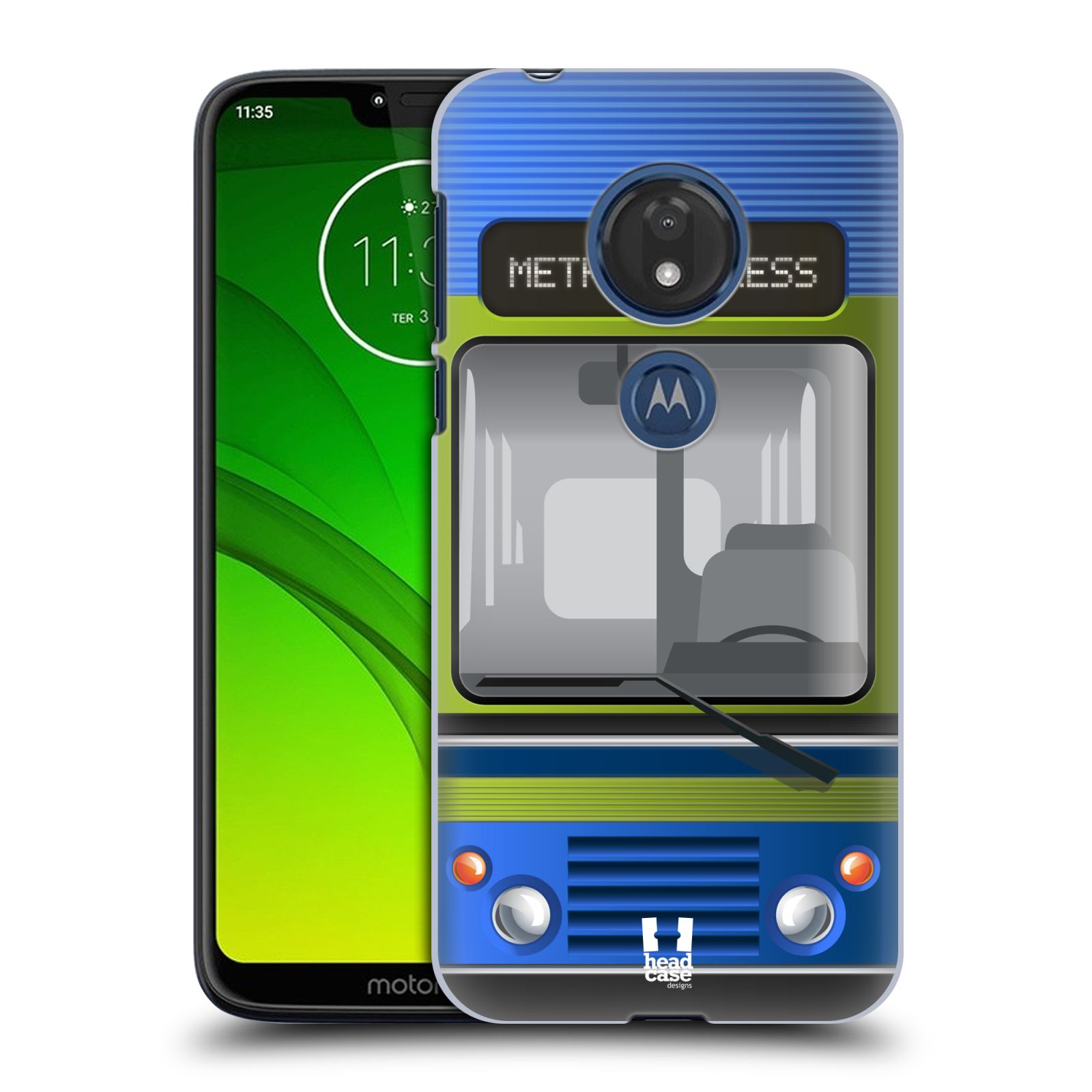 Pouzdro na mobil Motorola Moto G7 Play vzor Přední pohled vozidla MODRÁ