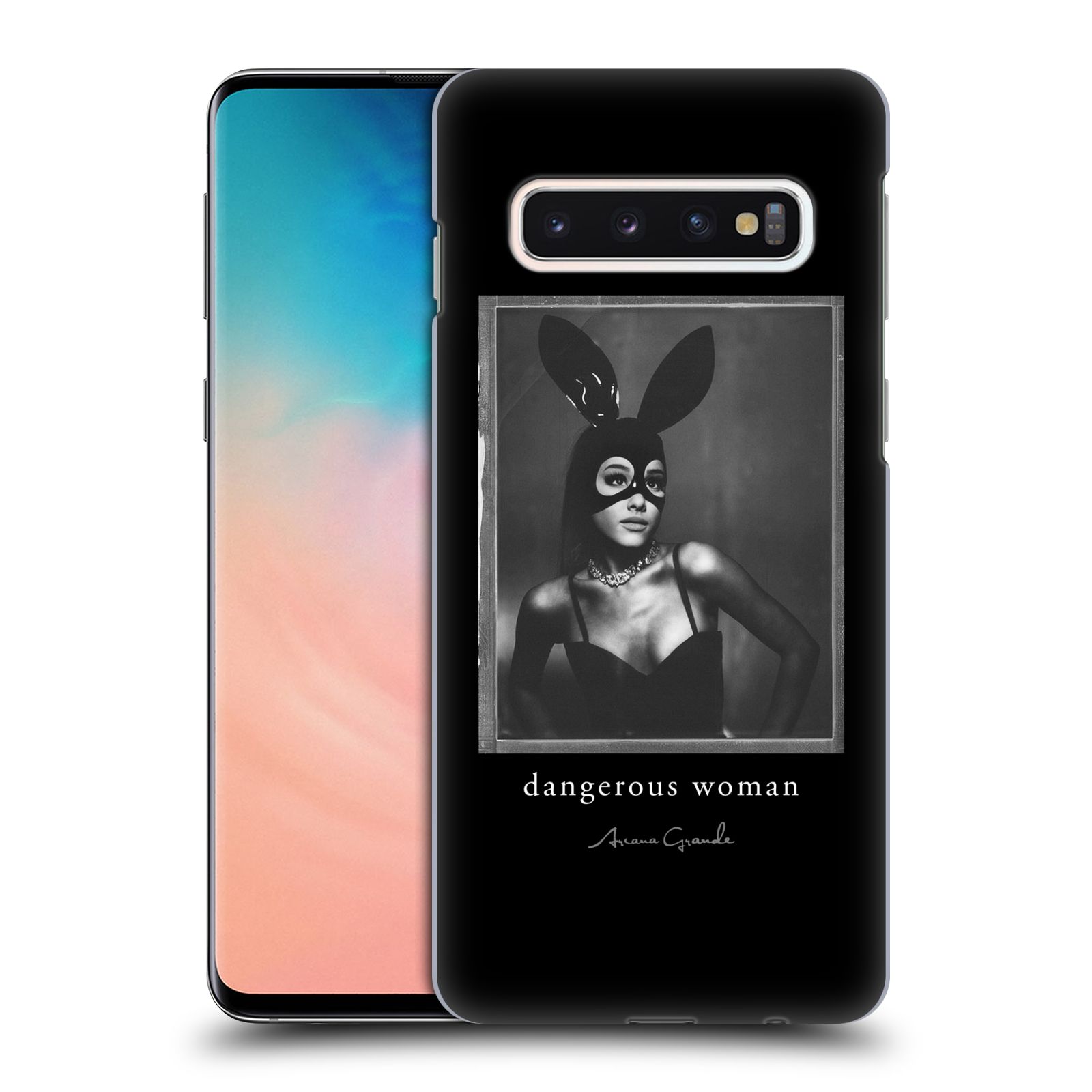 Pouzdro na mobil Samsung Galaxy S10 - HEAD CASE - zpěvačka Ariana Grande Dangerous Woman černá zajíček převlek