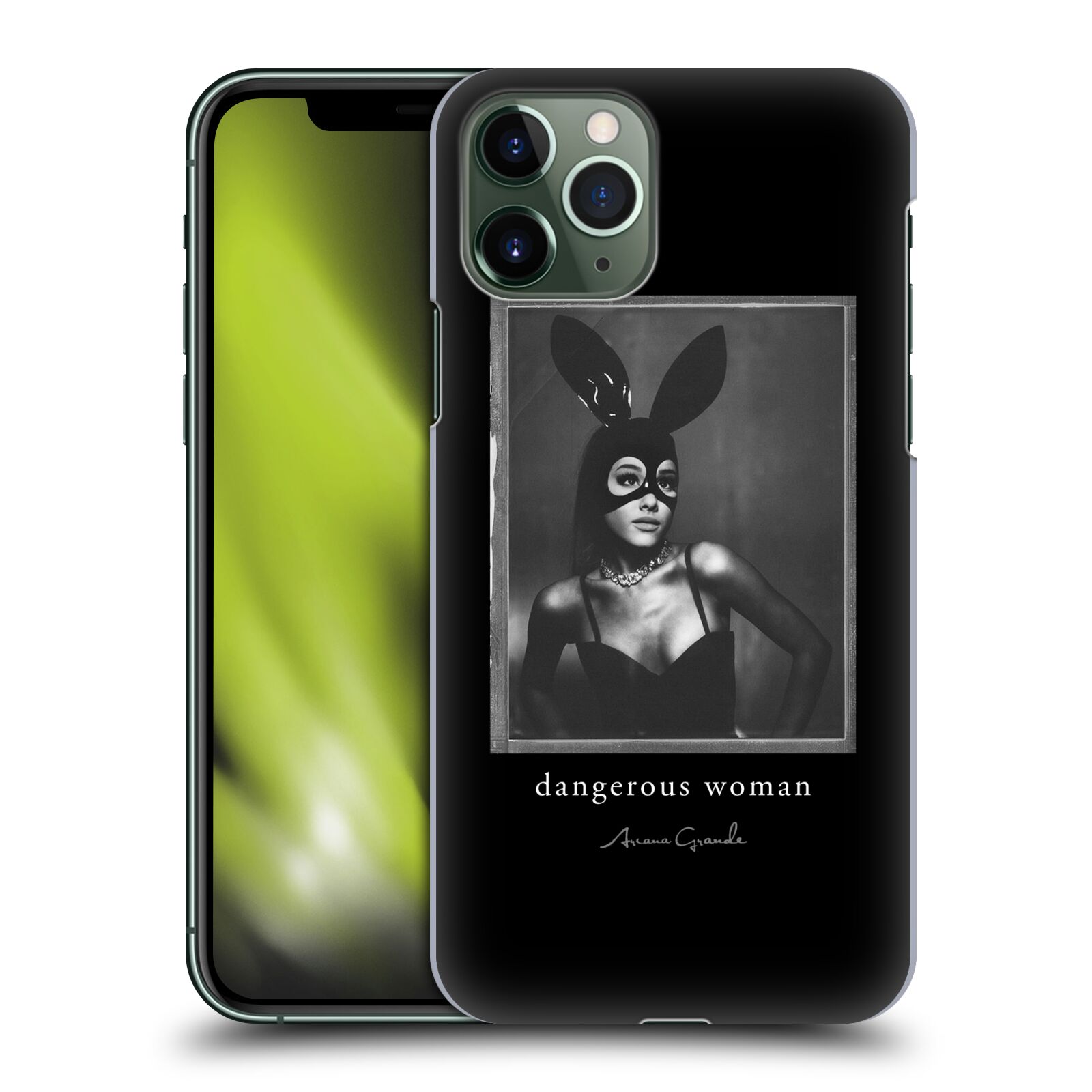 Pouzdro na mobil Apple Iphone 11 PRO - HEAD CASE - zpěvačka Ariana Grande Dangerous Woman černá zajíček převlek