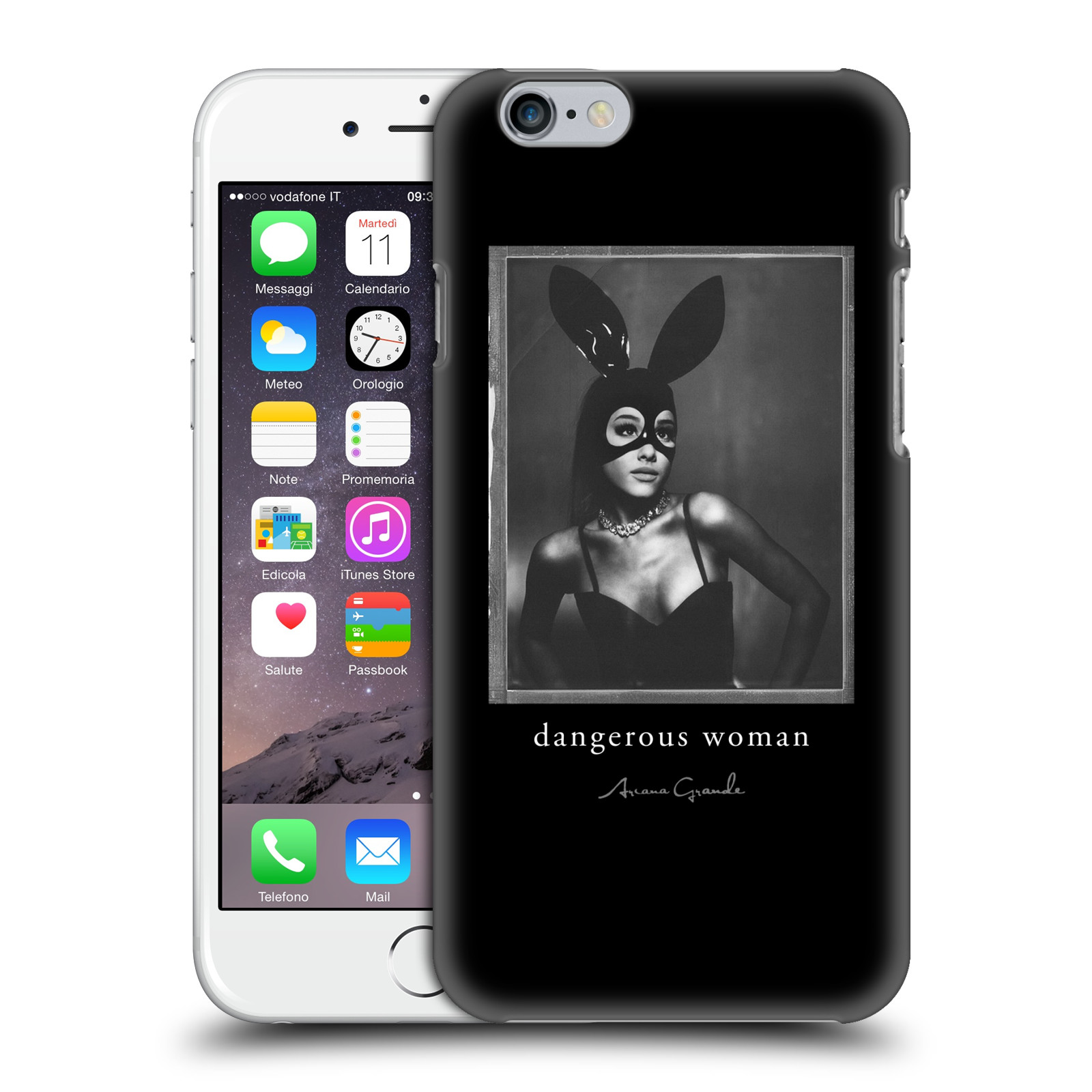 Plastové pouzdro pro mobil Apple Iphone 6/6S zpěvačka Ariana Grande Dangerous Woman černá zajíček převlek