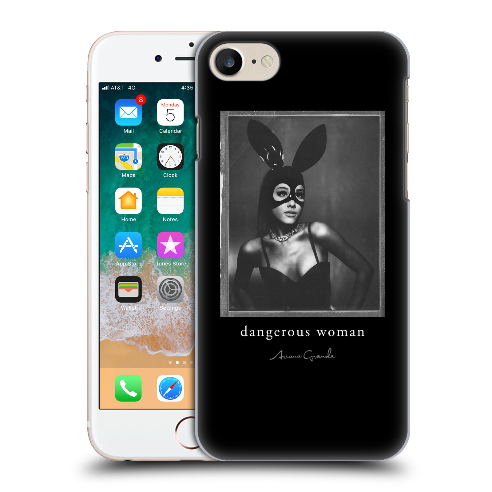 Plastové pouzdro pro mobil Apple Iphone 7/8/SE 2020 zpěvačka Ariana Grande Dangerous Woman černá zajíček převlek