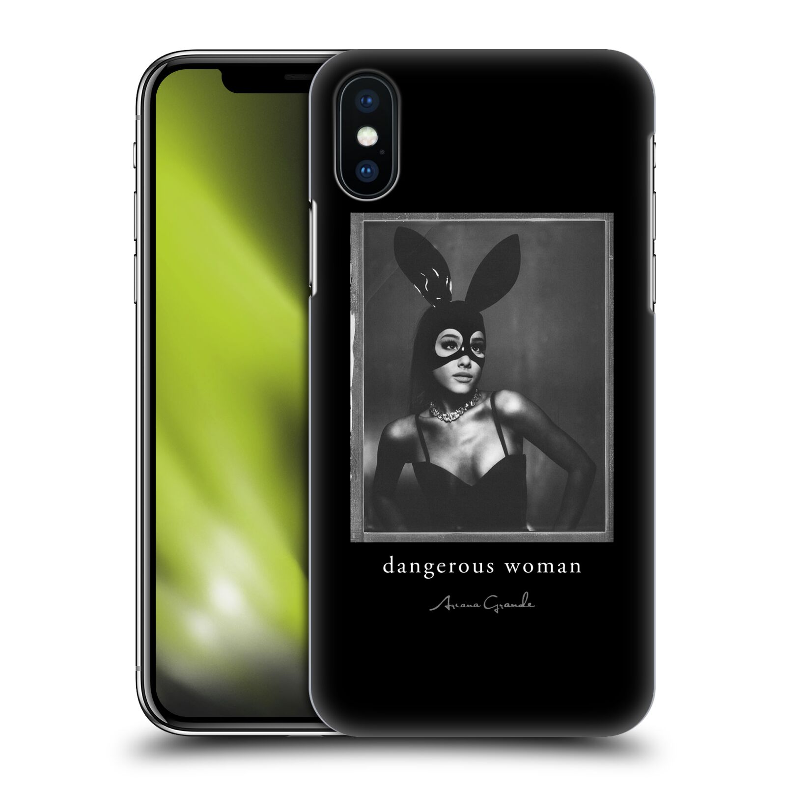 HEAD CASE plastový obal na mobil Apple Iphone X / XS zpěvačka Ariana Grande Dangerous Woman černá zajíček převlek