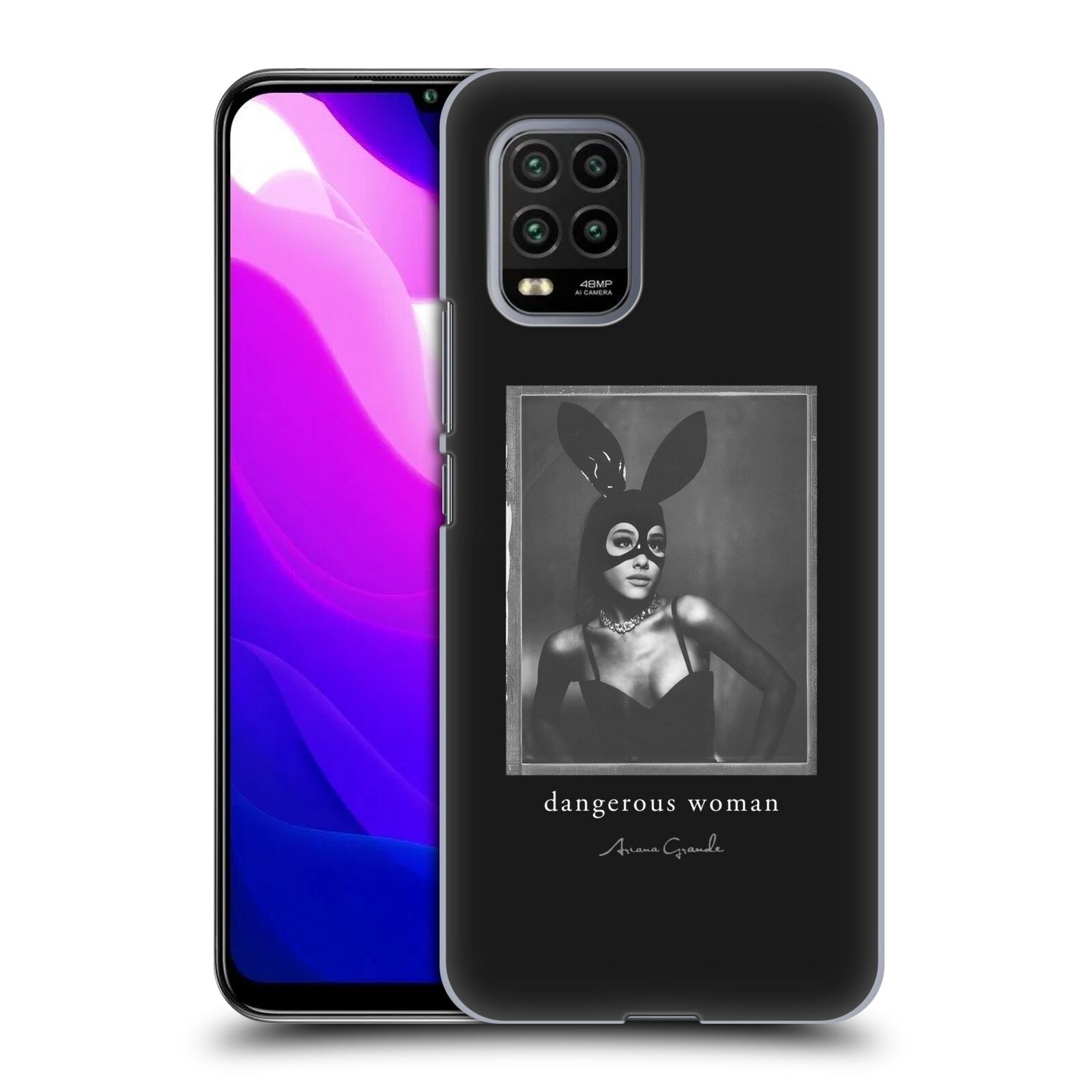 Zadní kryt, obal na mobil Xiaomi Mi 10 LITE zpěvačka Ariana Grande Dangerous Woman černá zajíček převlek