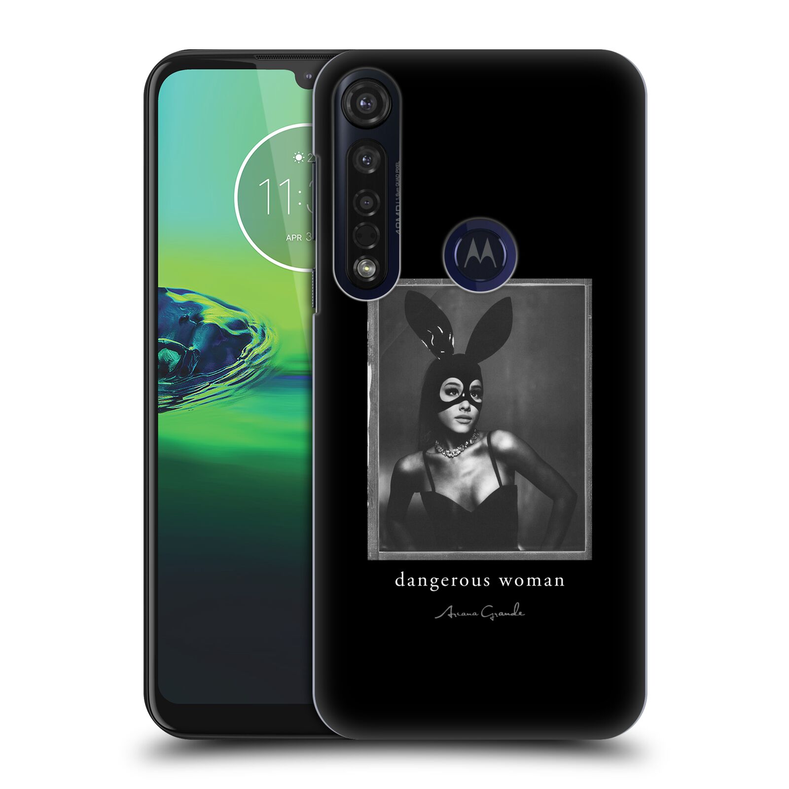 Pouzdro na mobil Motorola Moto G8 PLUS - HEAD CASE - zpěvačka Ariana Grande Dangerous Woman černá zajíček převlek