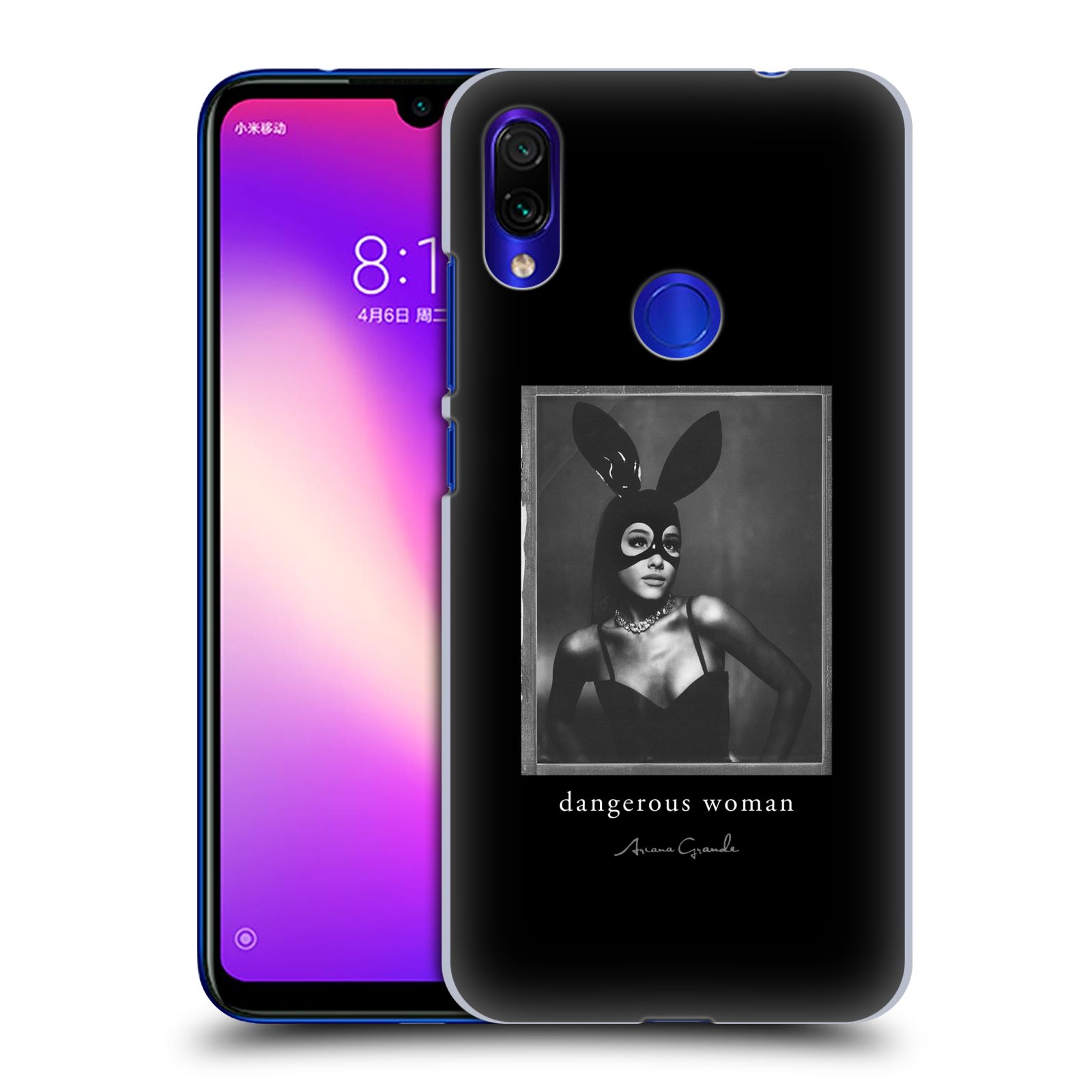 Pouzdro na mobil Xiaomi Redmi Note 7 - Head Case - zpěvačka Ariana Grande Dangerous Woman černá zajíček převlek