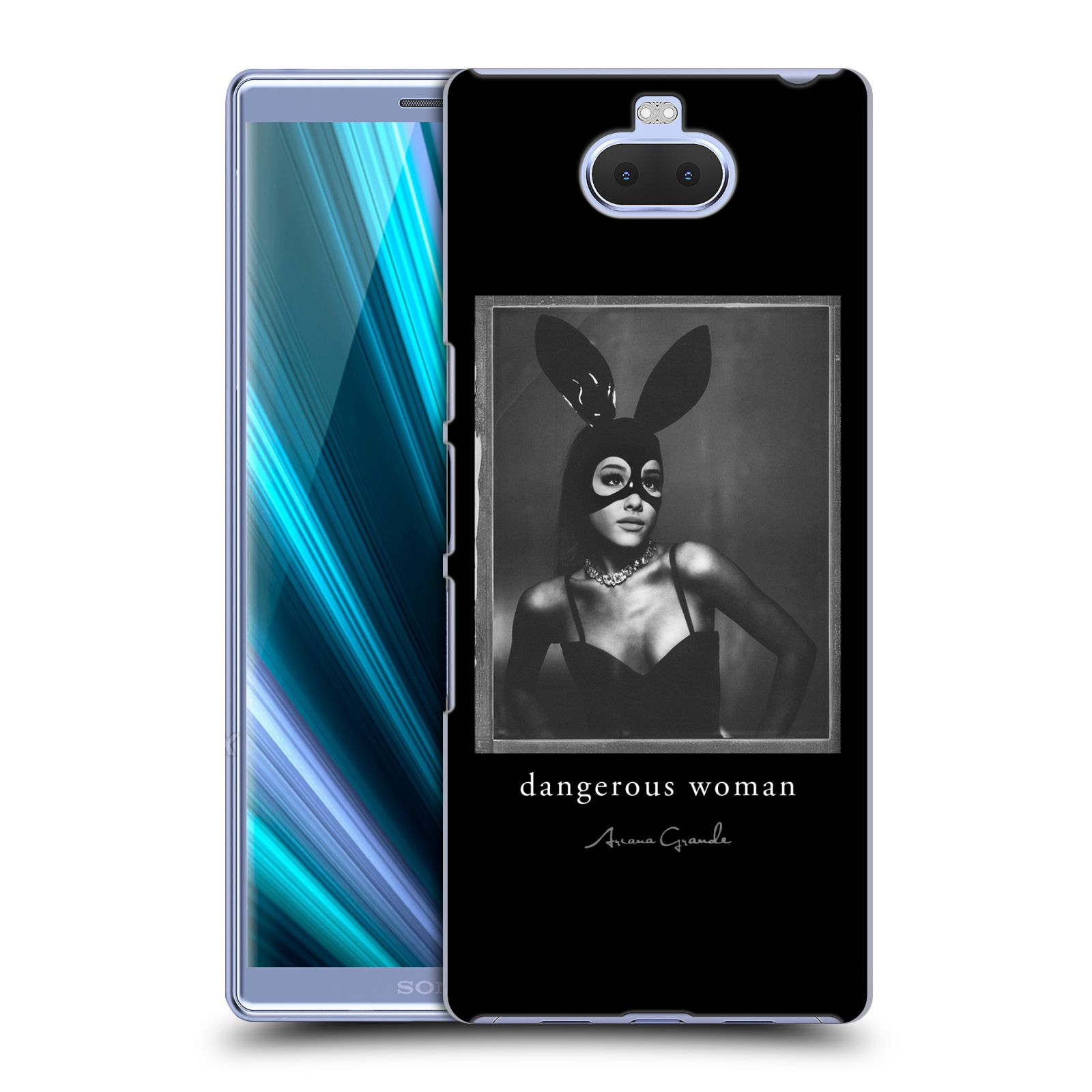 Pouzdro na mobil Sony Xperia 10 - Head Case - zpěvačka Ariana Grande Dangerous Woman černá zajíček převlek